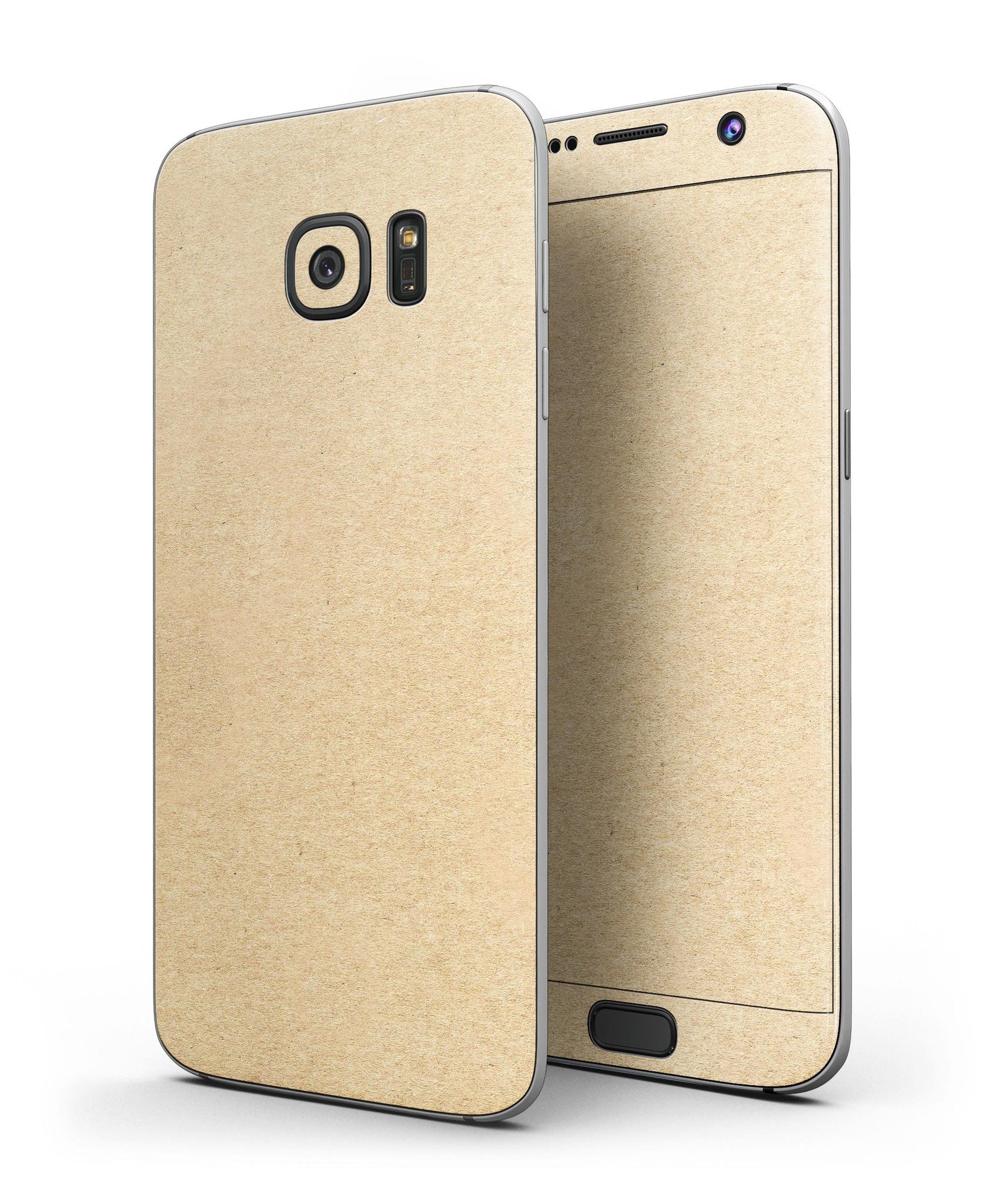 Solid Tan Surface Skin-Kit for Samsung Galaxy S7 and S7 Edge, showcasing a sleek design and premium vinyl material.