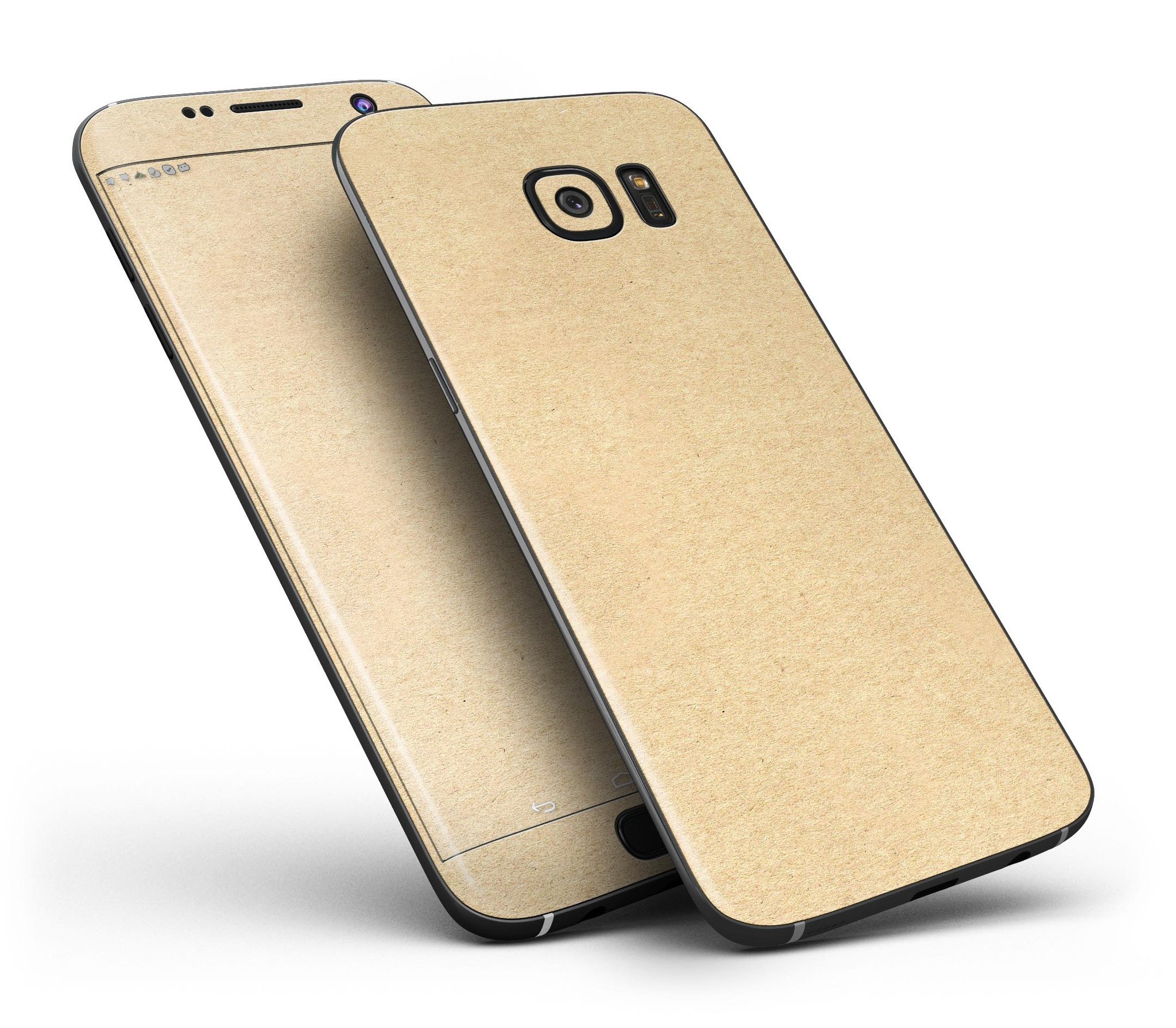 Solid Tan Surface Skin-Kit for Samsung Galaxy S7 and S7 Edge, showcasing a sleek design and premium vinyl material.