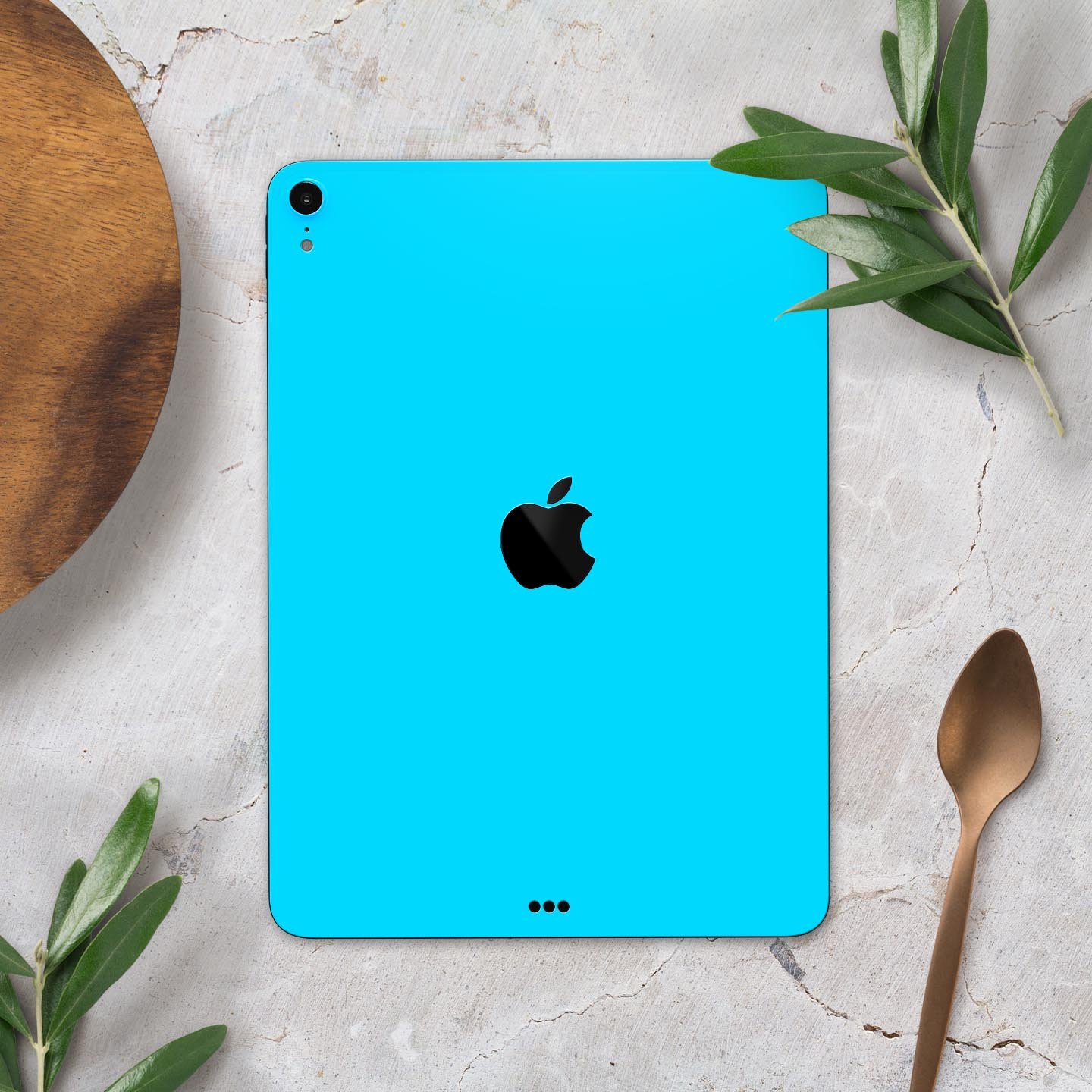 Solid Turquoise Blue Full Body Skin Decal for Apple iPad Pro, showcasing vibrant color and sleek design.