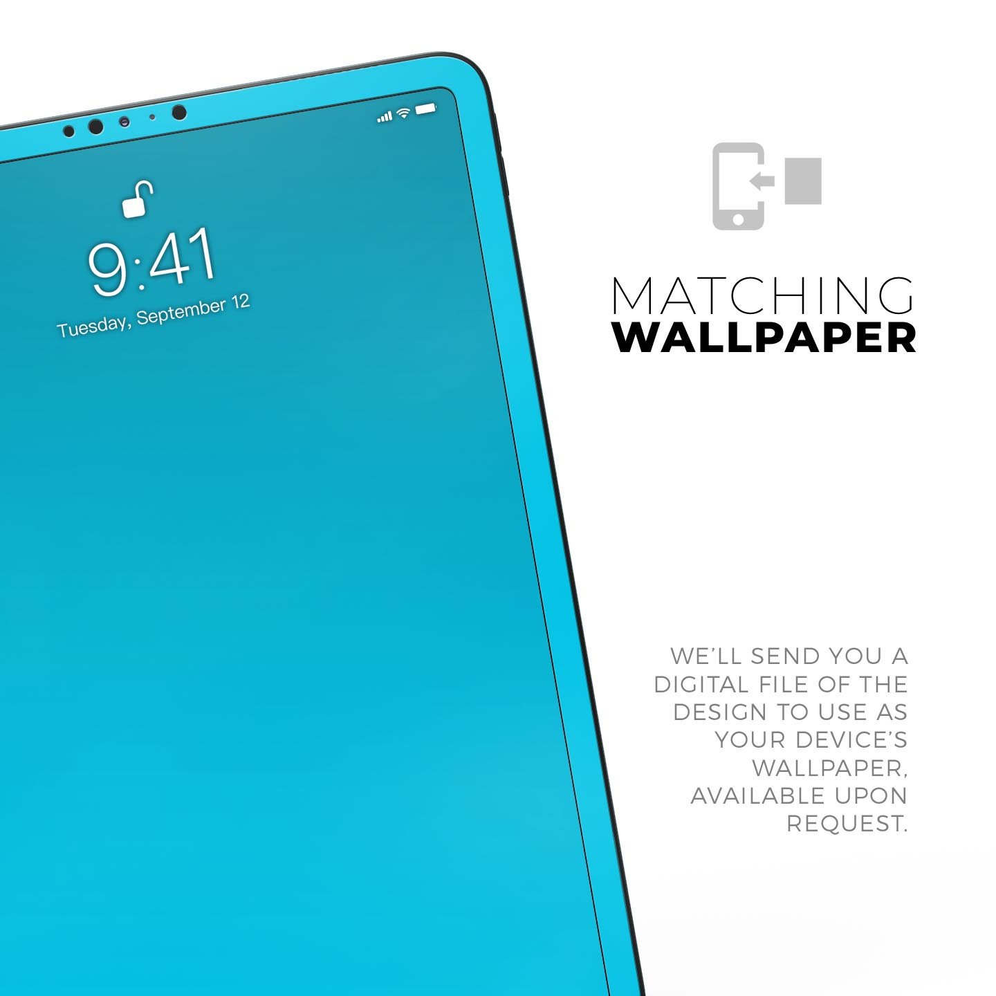 Solid Turquoise Blue Full Body Skin Decal for Apple iPad Pro, showcasing vibrant color and sleek design.