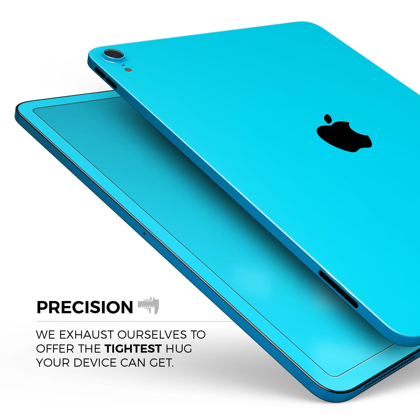 Solid Turquoise Blue Full Body Skin Decal for Apple iPad Pro, showcasing vibrant color and sleek design.