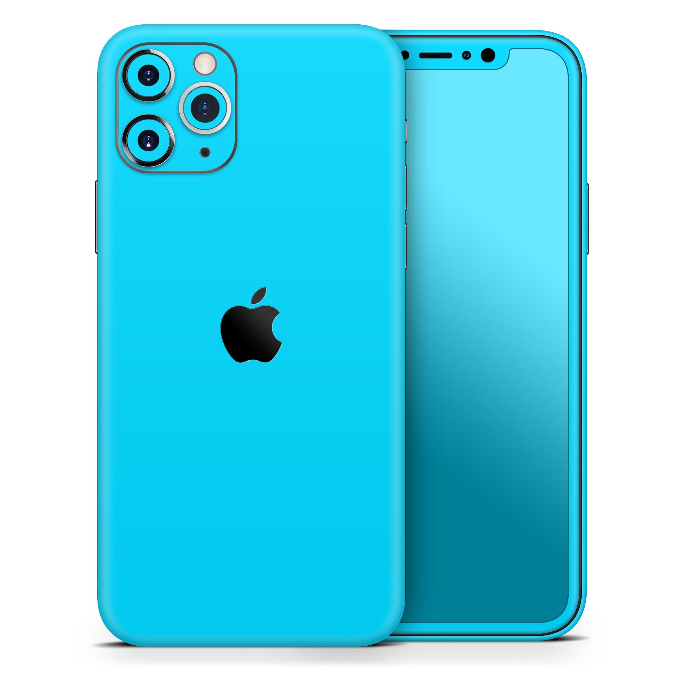 Solid Turquoise Blue Skin-Kit for Apple iPhone 14, showcasing a sleek design and vibrant color.