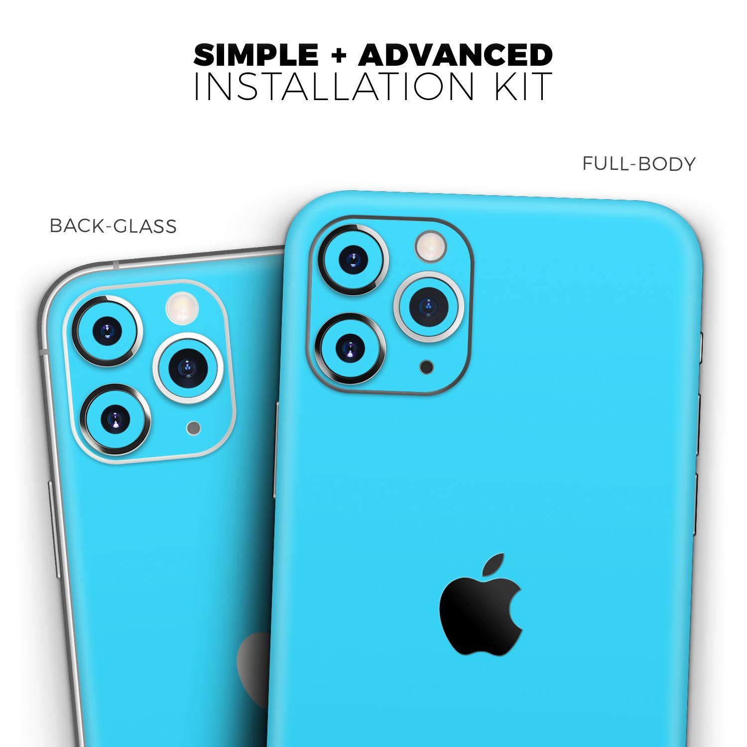 Solid Turquoise Blue Skin-Kit for Apple iPhone 14, showcasing a sleek design and vibrant color.