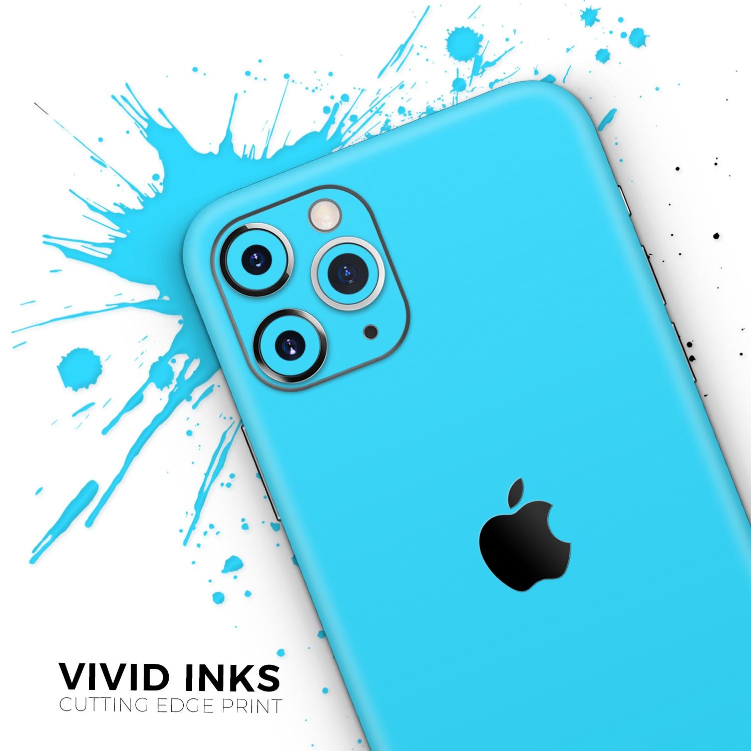 Solid Turquoise Blue Skin-Kit for Apple iPhone 14, showcasing a sleek design and vibrant color.