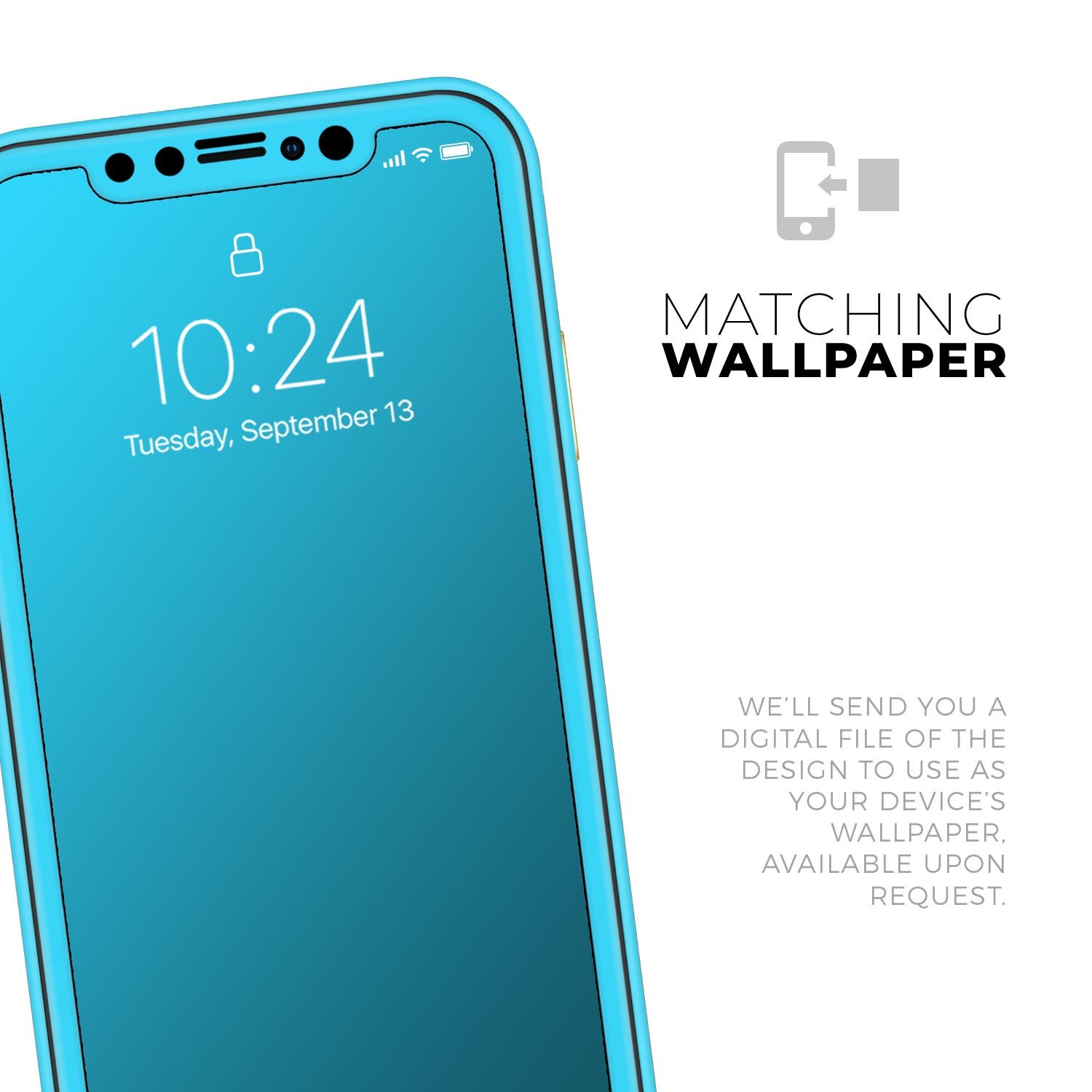 Solid Turquoise Blue Skin-Kit for Apple iPhone 14, showcasing a sleek design and vibrant color.