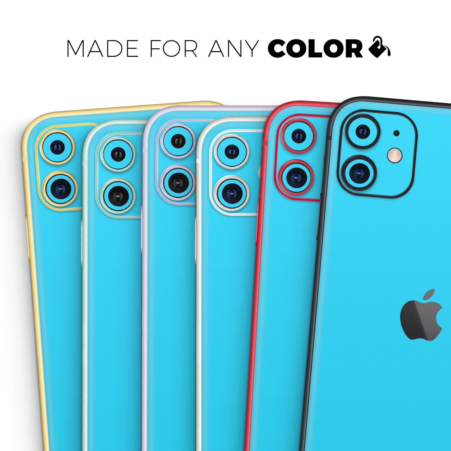 Solid Turquoise Blue Skin-Kit for Apple iPhone 14, showcasing a sleek design and vibrant color.