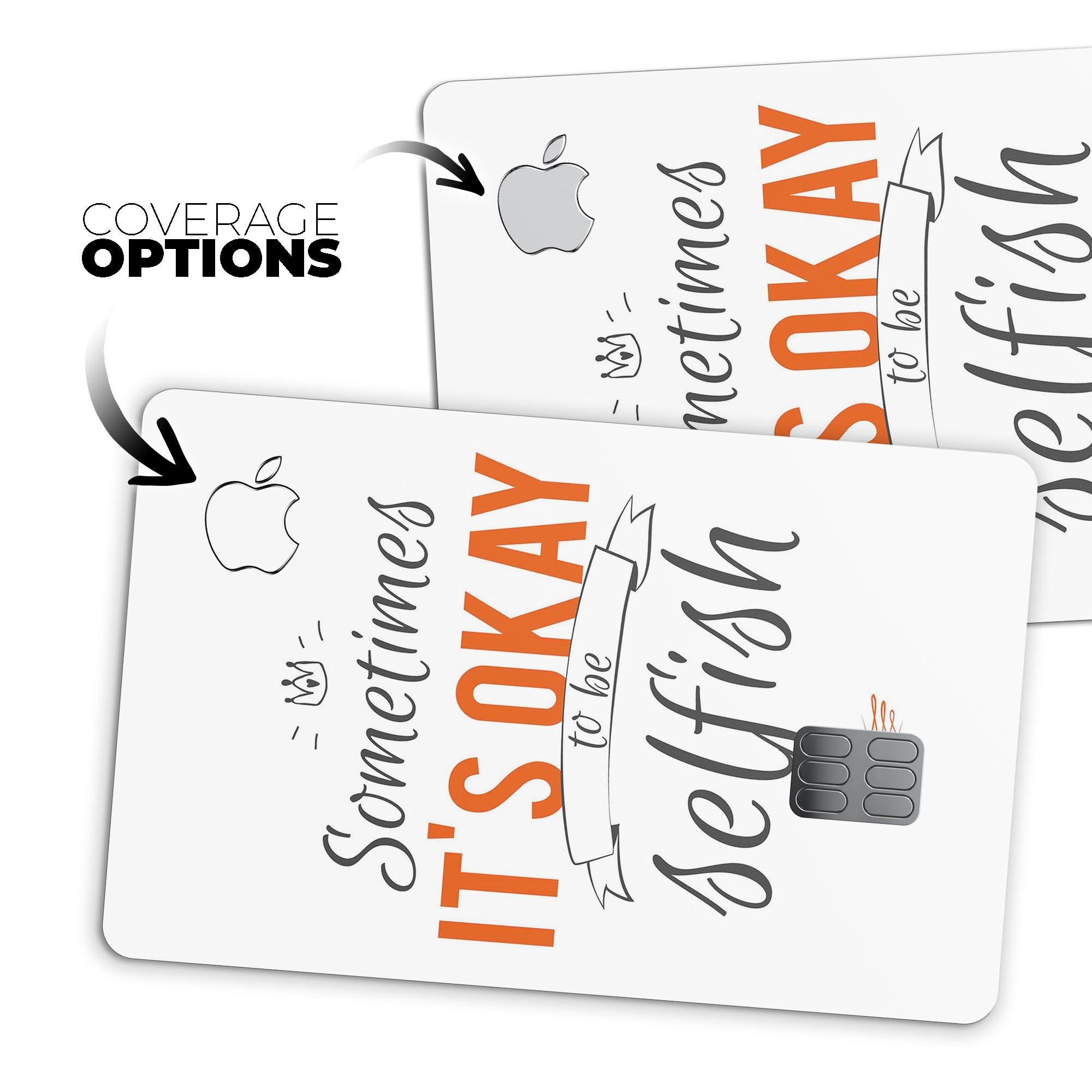 Premium protective decal skin-kit for Apple Card, showcasing ultra-gloss and soft-matte finishes.