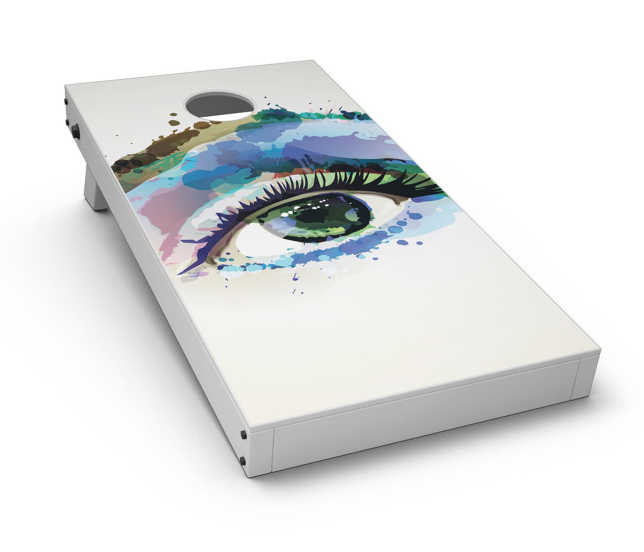 Soul Stare Eye CornHole Board Skin Decal Kit featuring vibrant designs for custom Cornhole boards.