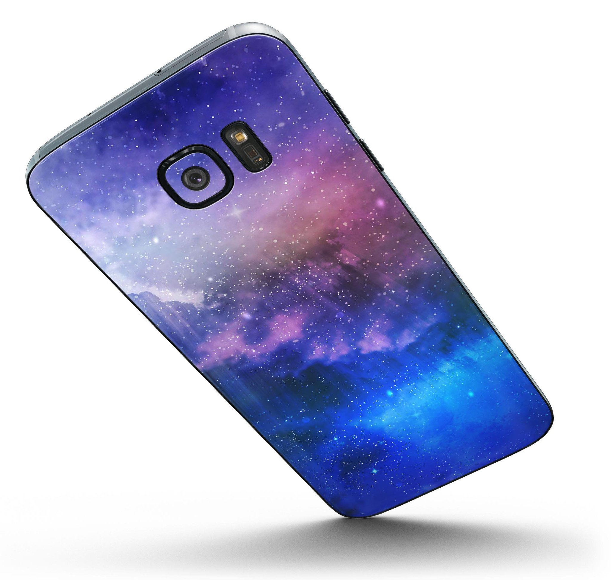 Space Light Rays Full Body Skin-Kit for Samsung Galaxy S7, showcasing vibrant design and premium vinyl material.