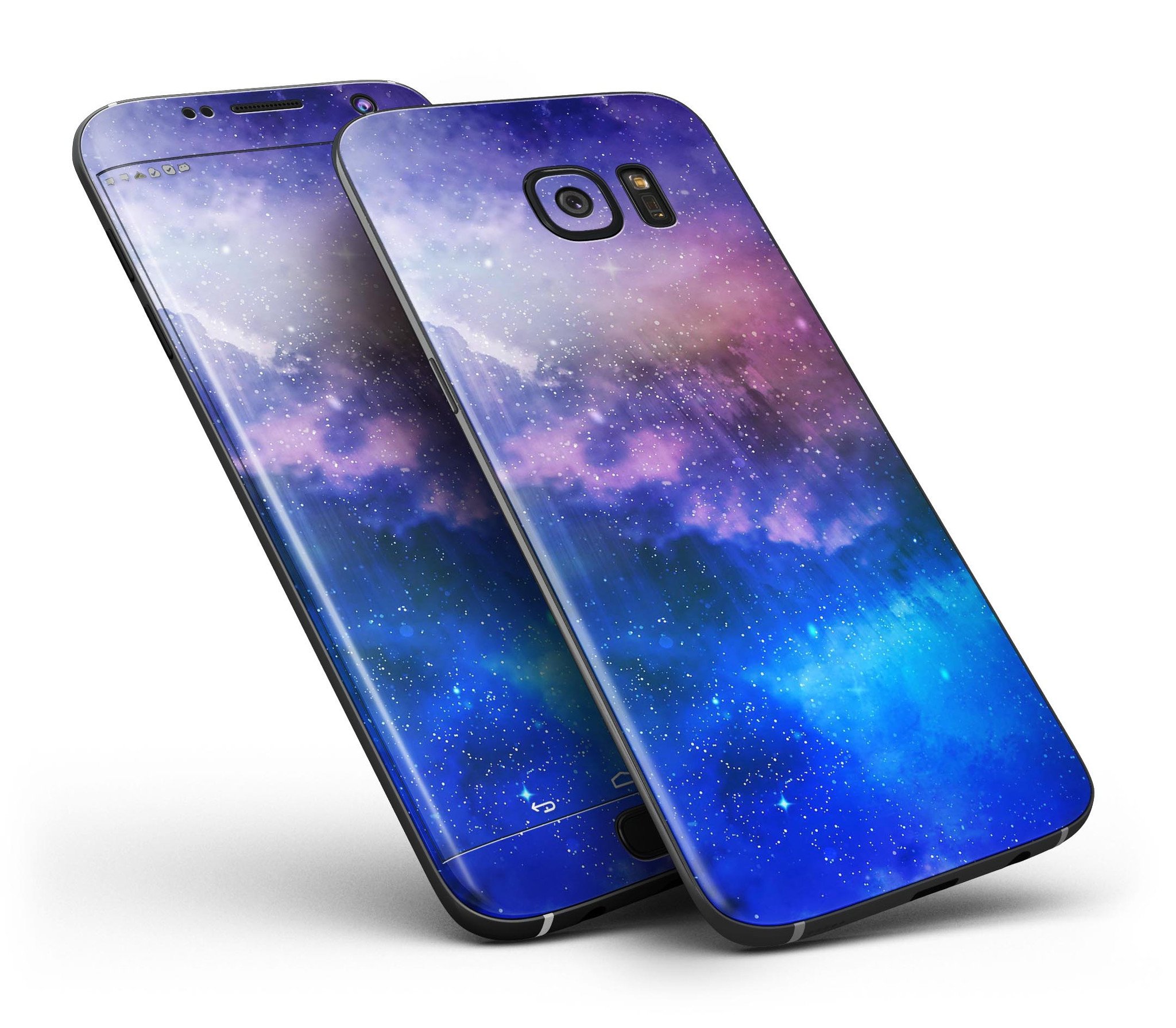 Space Light Rays Full Body Skin-Kit for Samsung Galaxy S7, showcasing vibrant design and premium vinyl material.