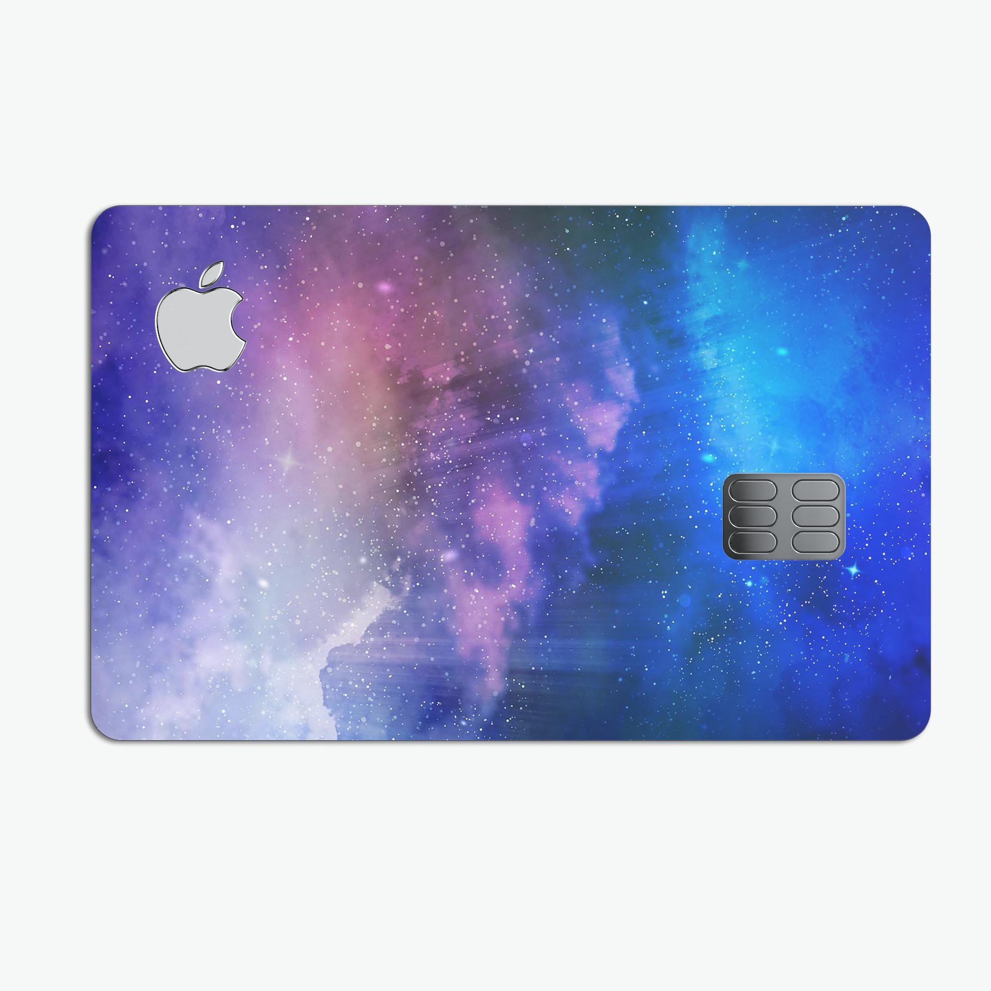 Space Light Rays premium decal skin kit for Apple Card, showcasing its vibrant design and protective features.