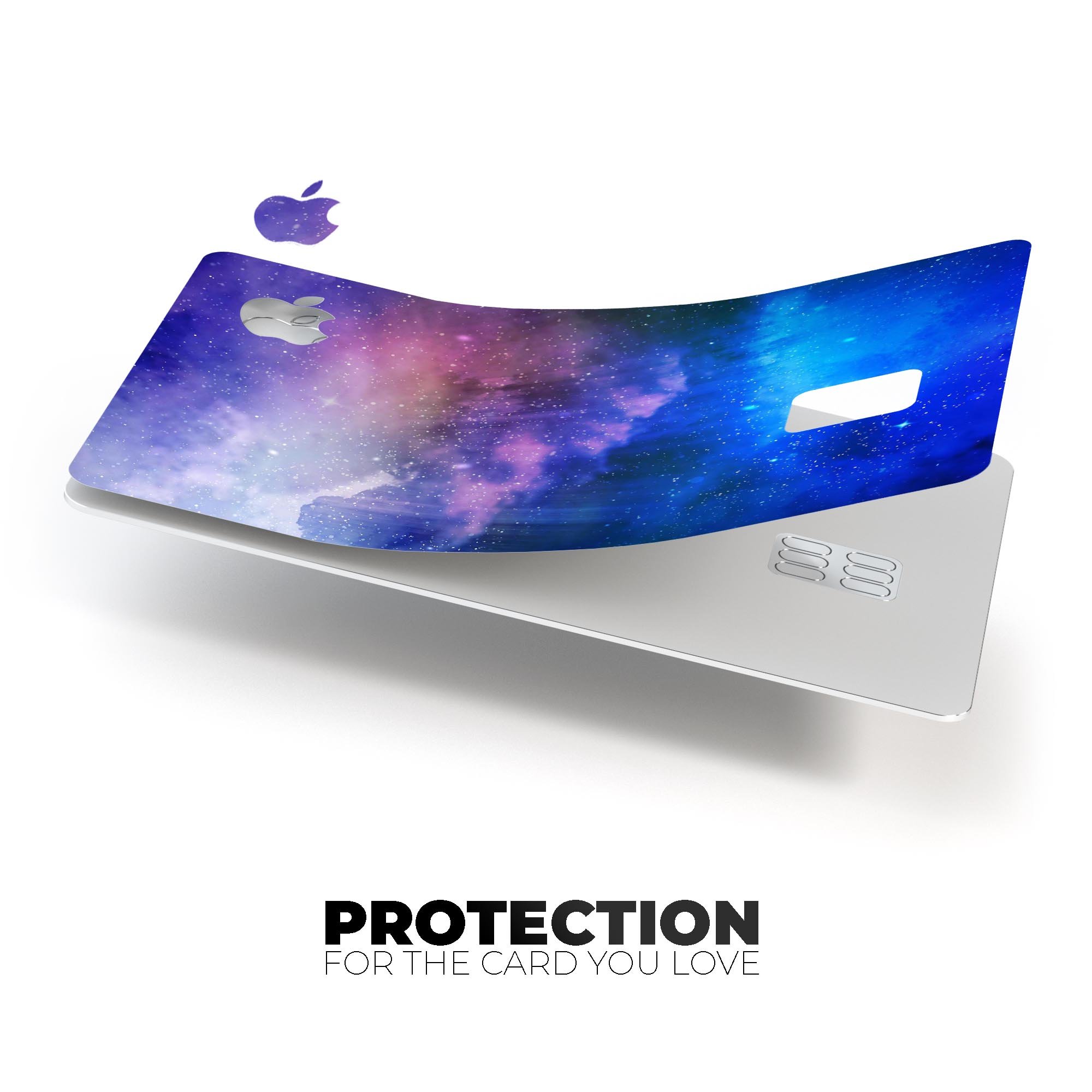 Space Light Rays premium decal skin kit for Apple Card, showcasing its vibrant design and protective features.