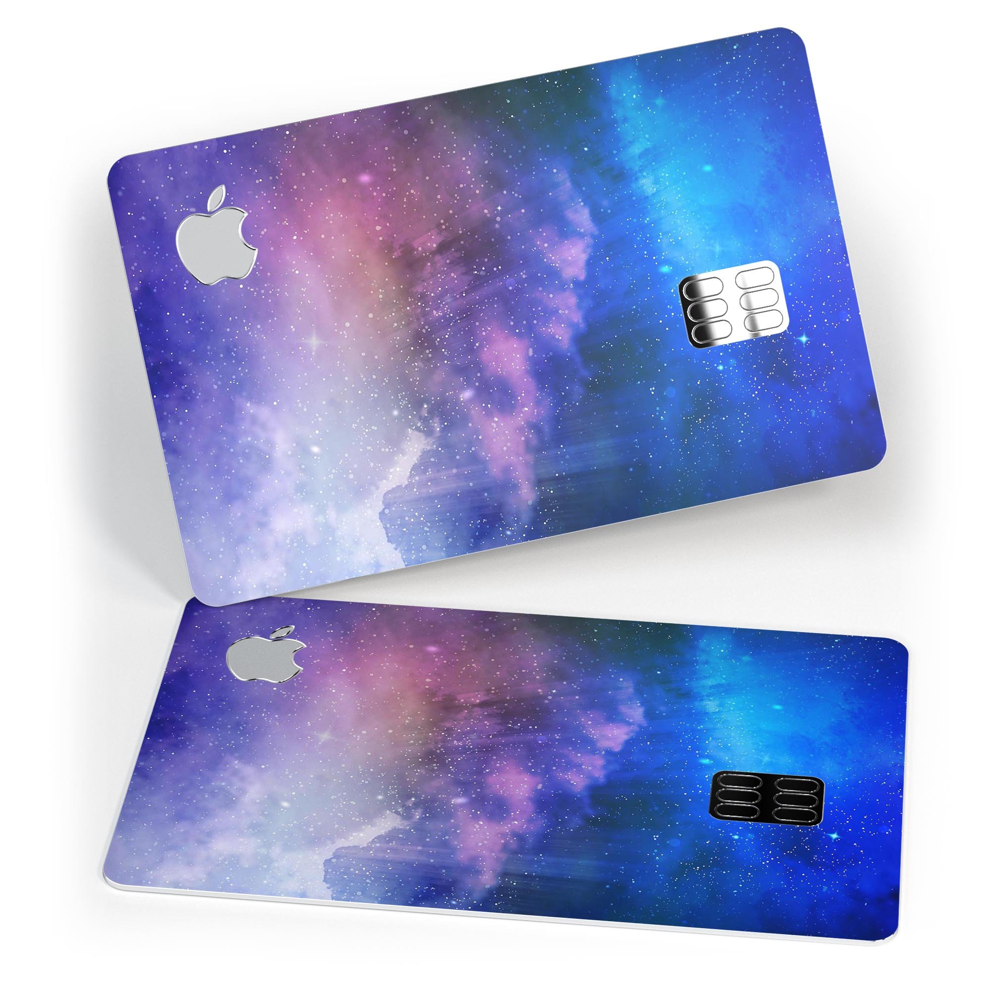 Space Light Rays premium decal skin kit for Apple Card, showcasing its vibrant design and protective features.