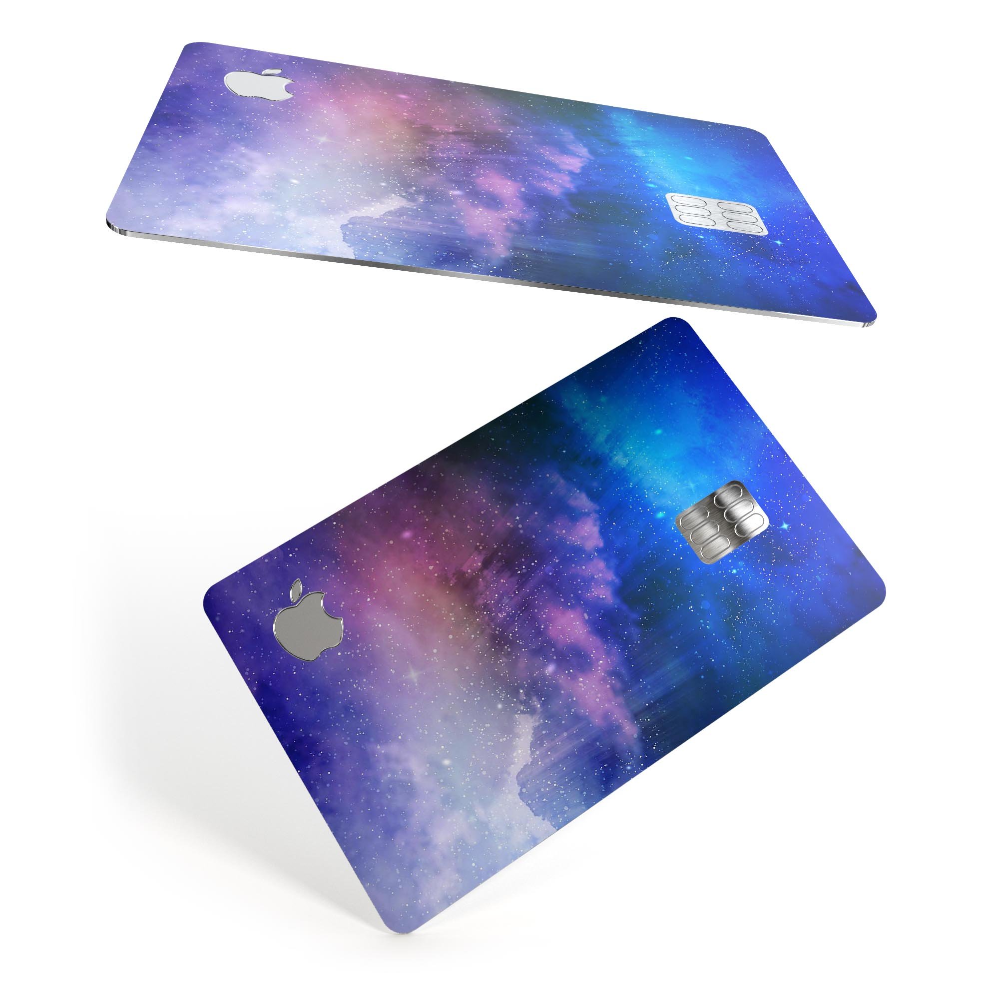 Space Light Rays premium decal skin kit for Apple Card, showcasing its vibrant design and protective features.