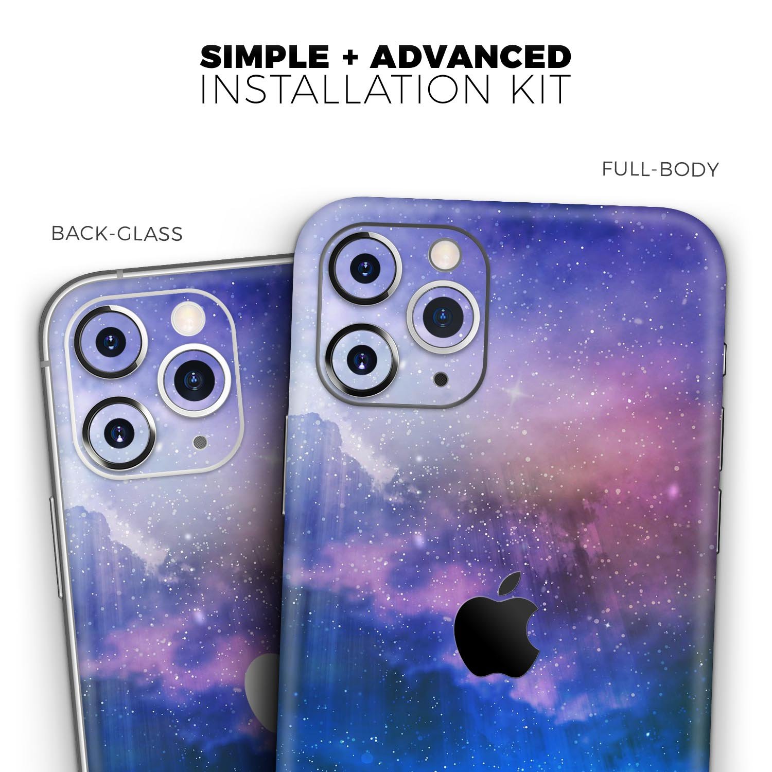 Space Light Rays Skin-Kit for Apple iPhone 14 and 13, showcasing vibrant design and premium vinyl material.