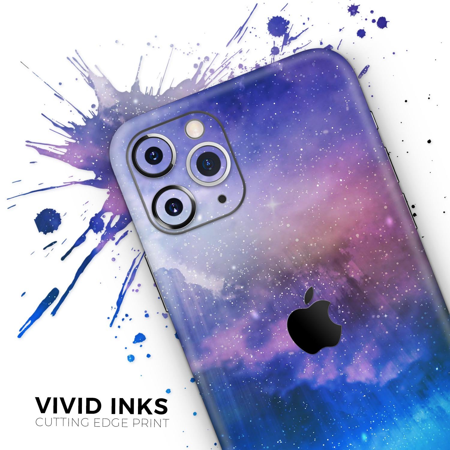 Space Light Rays Skin-Kit for Apple iPhone 14 and 13, showcasing vibrant design and premium vinyl material.