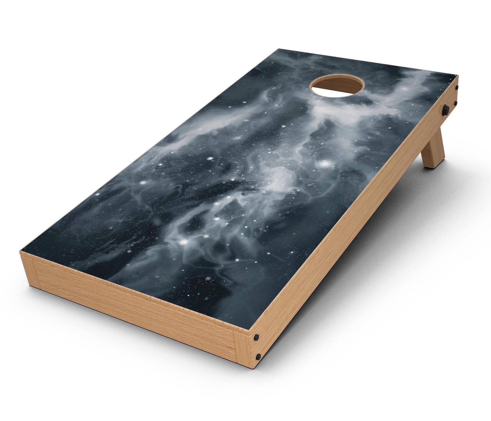 Space Marble CornHole Board Skin Decal Kit showcasing vibrant colors and unique design for custom Cornhole boards.