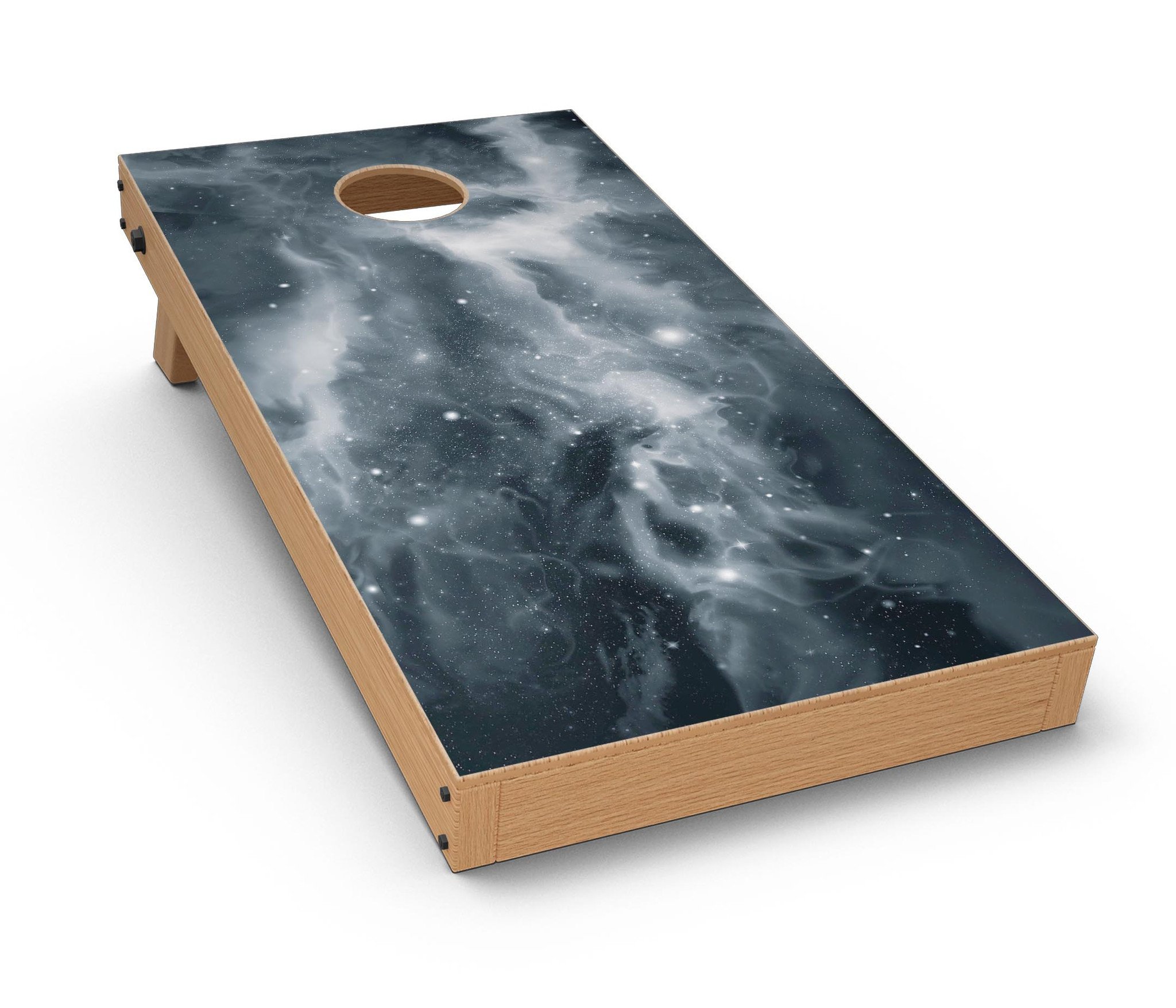 Space Marble CornHole Board Skin Decal Kit showcasing vibrant colors and unique design for custom Cornhole boards.