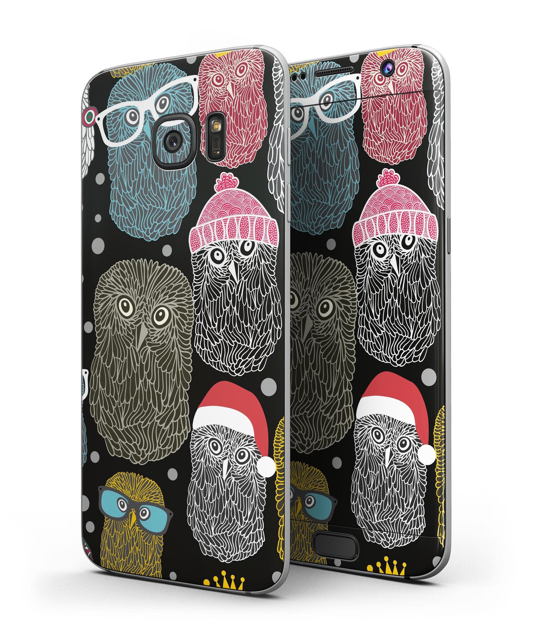 Spaced Out Owls Full Body Skin-Kit for Samsung Galaxy S7, featuring a whimsical owl design on premium vinyl.