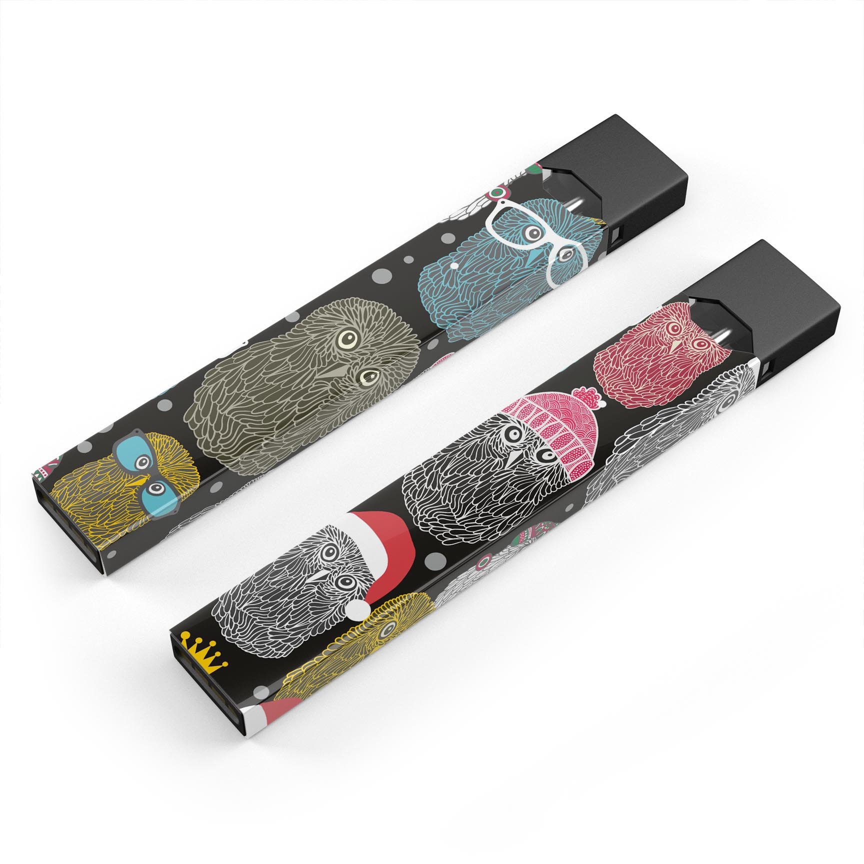 Spaced Out Owls premium decal skin-wrap sticker for JUUL device, featuring vibrant owl graphics and a protective layer.