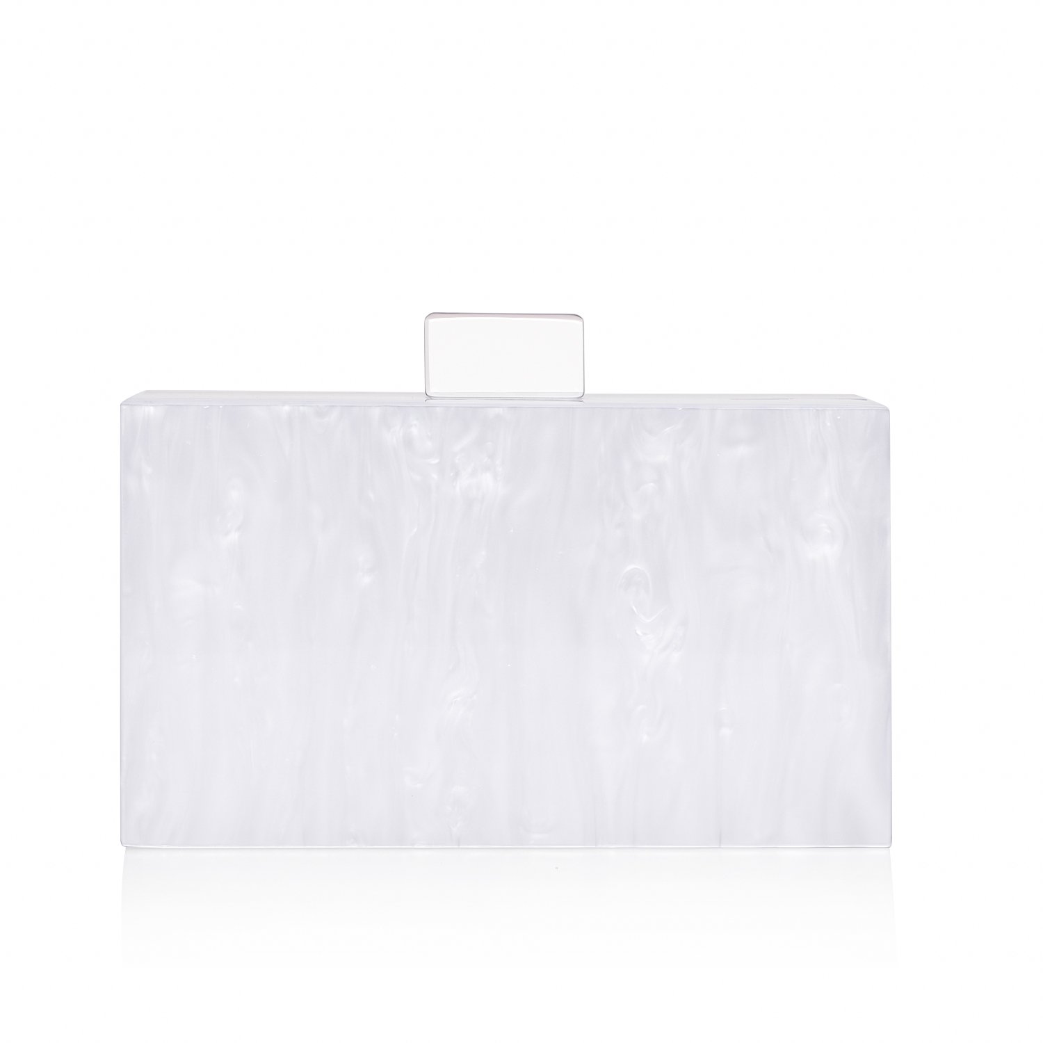 Sparkling American Flag Pearl White Clutch Purse featuring a vibrant flag design and elegant acrylic finish.