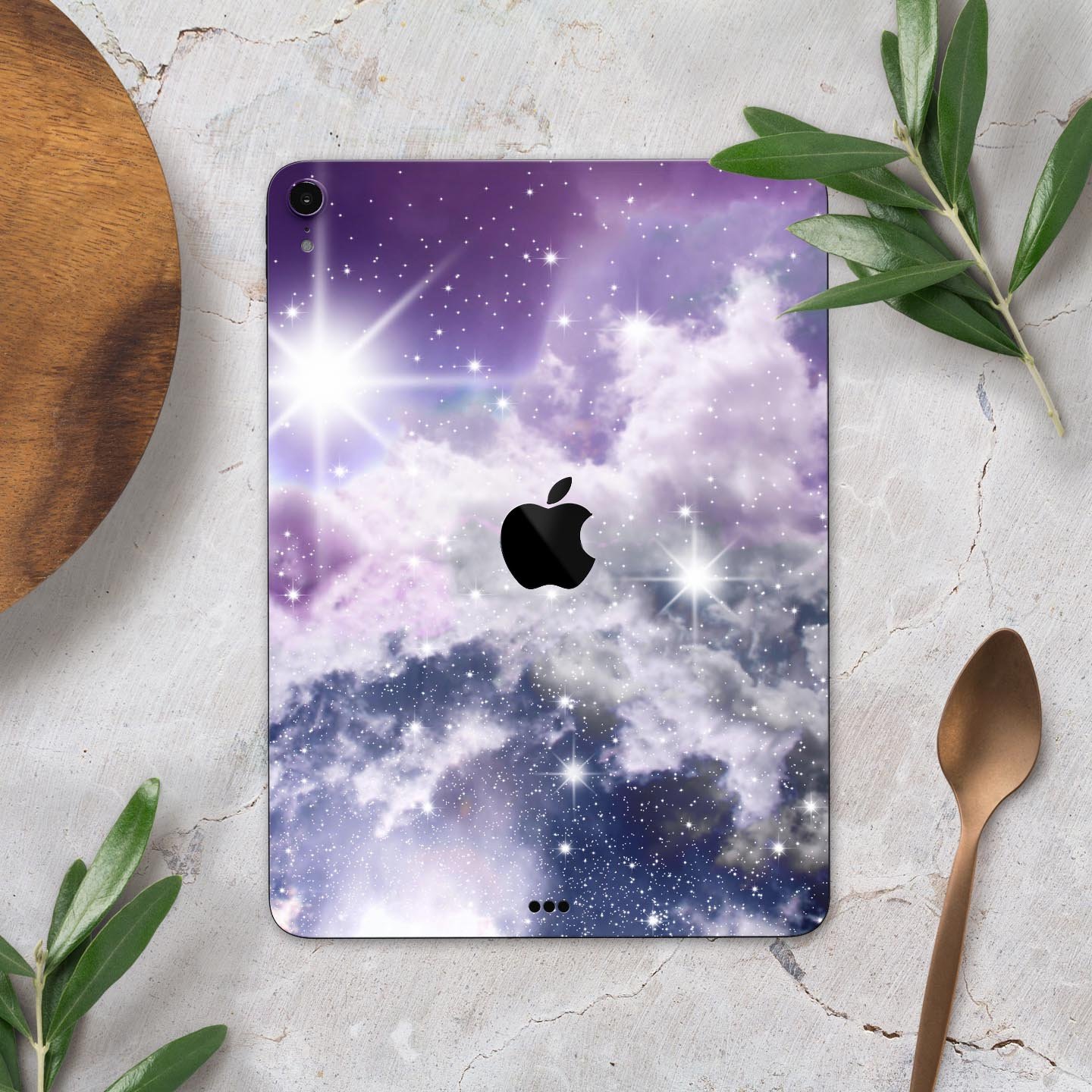 Sparkly Space Full Body Skin Decal for Apple iPad Pro 12.9", showcasing its vibrant design and premium finish.