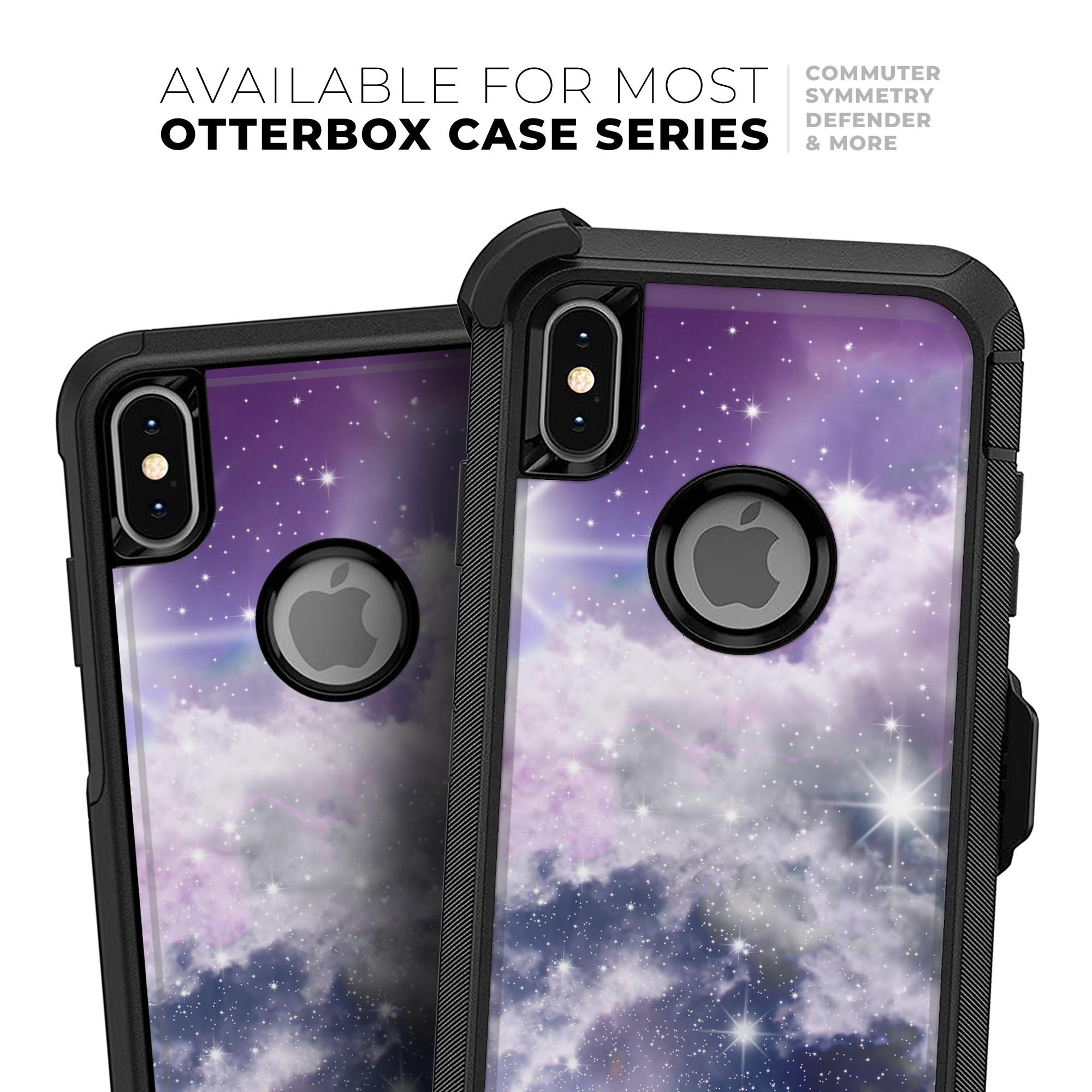 Sparkly Space Skin Kit for iPhone OtterBox Cases featuring a cosmic design and dual-layer protection.