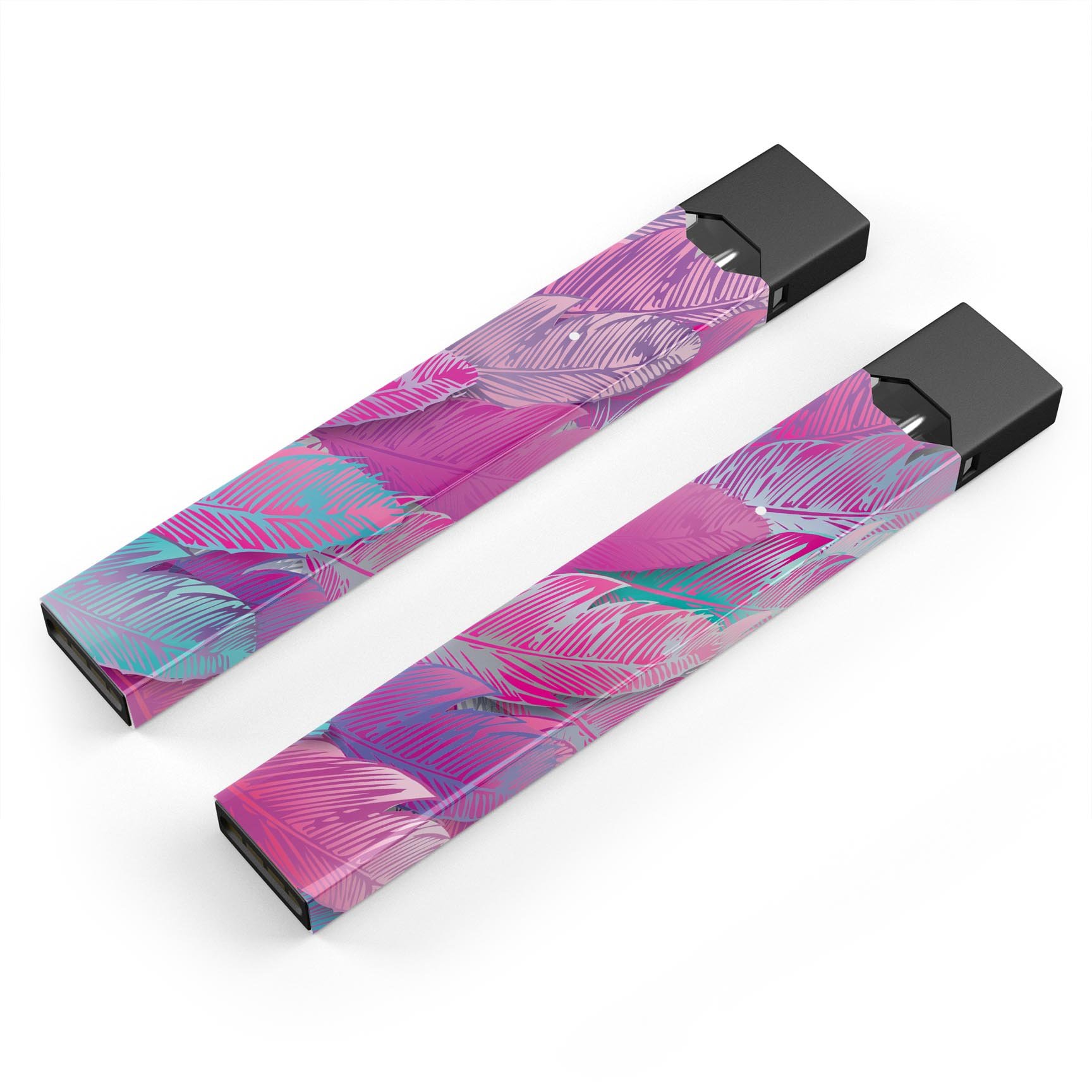 Spectral Vector Feathers skin-wrap sticker designed for JUUL vaping device, showcasing vibrant colors and precise cut.