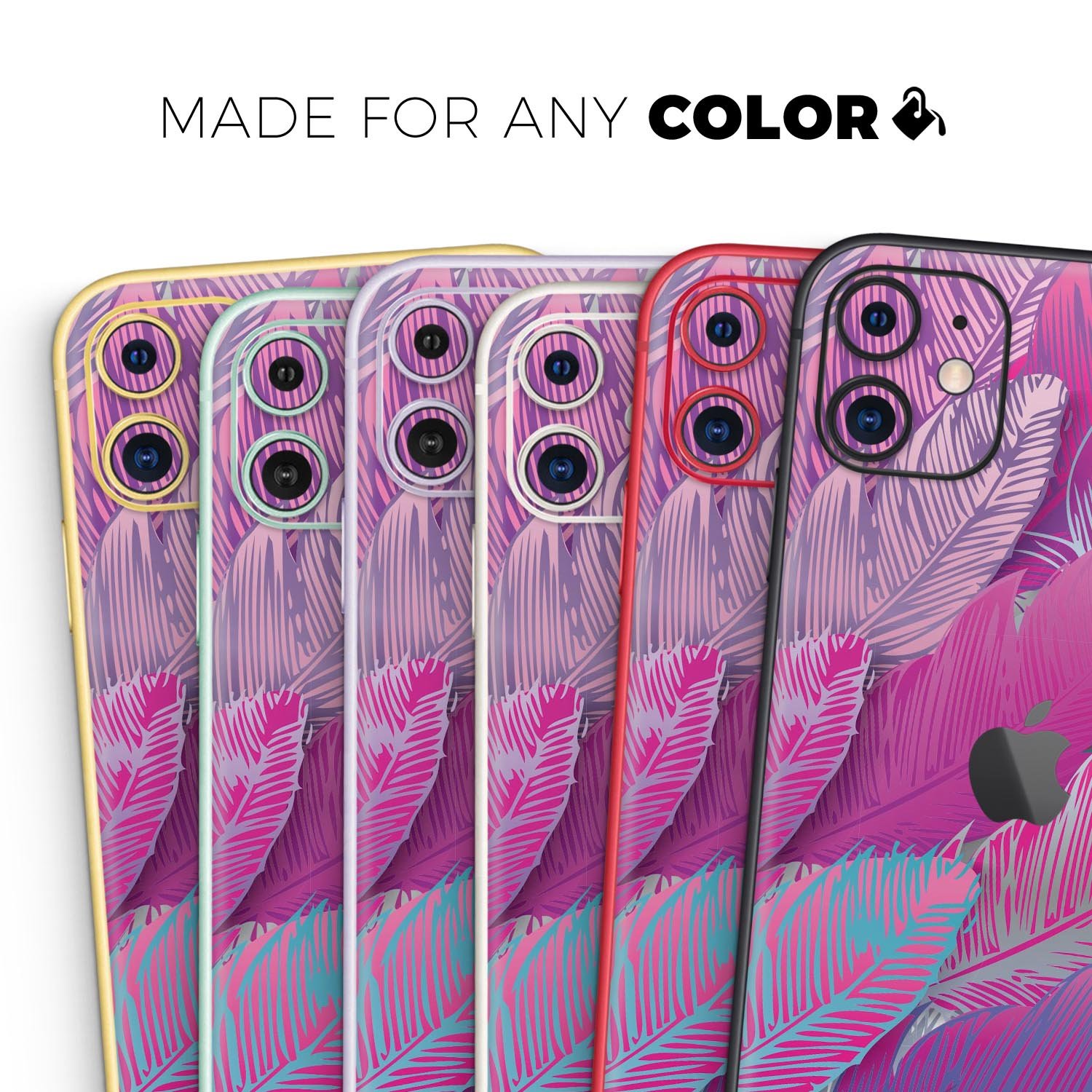 Spectral Vector Feathers skin applied to an Apple iPhone, showcasing its vibrant design and smooth finish.