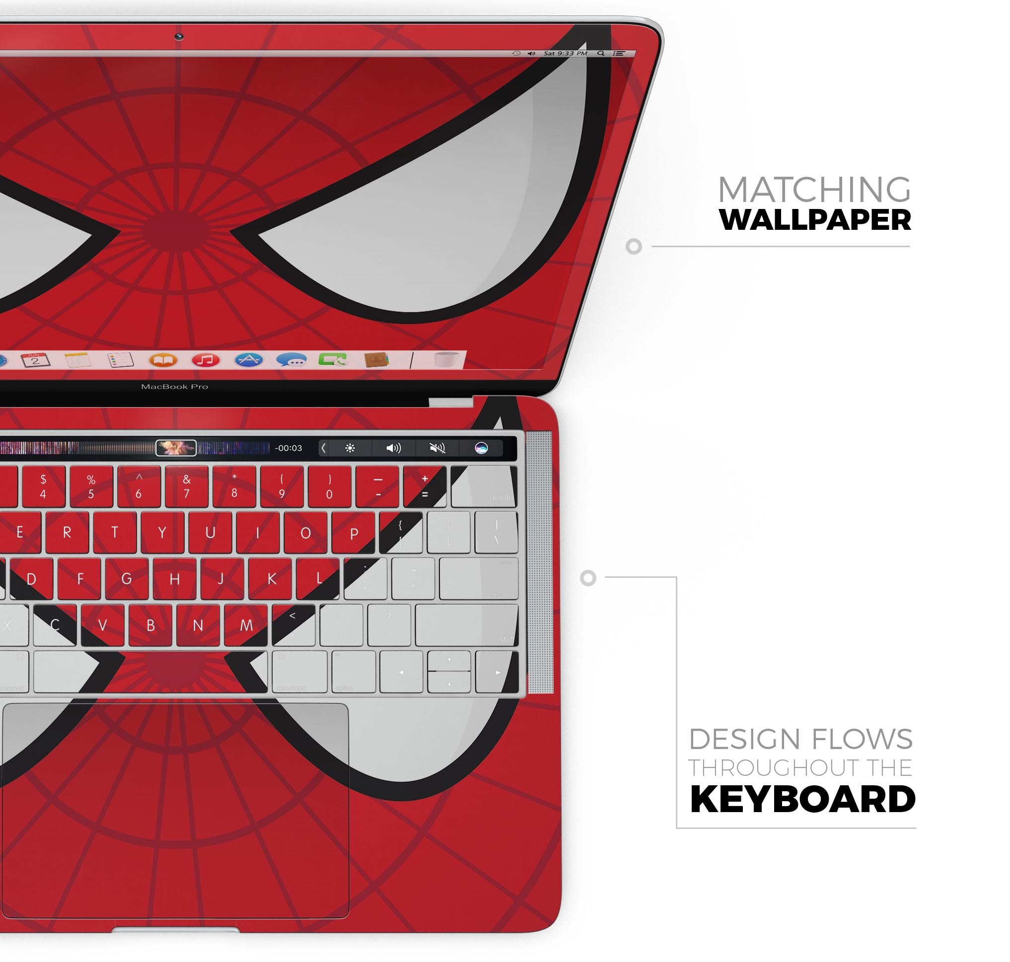 Spider Super Hero Wars Skin Decal Wrap Kit for Apple MacBook, showcasing vibrant superhero graphics and a sleek design.