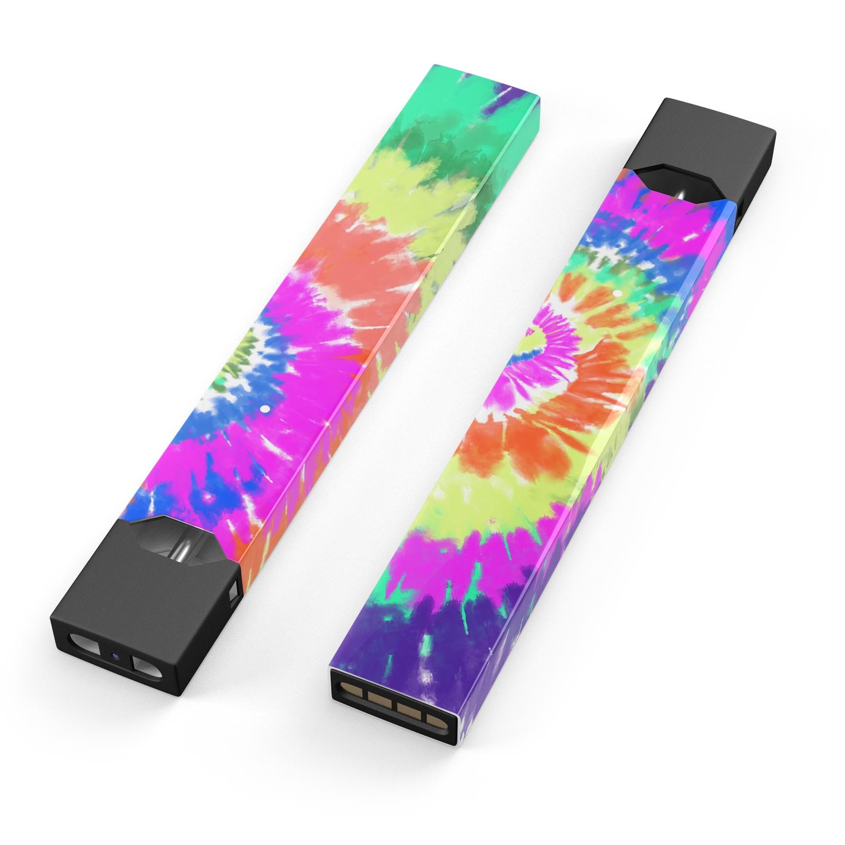 Spiral Tie Dye V1 premium decal skin-wrap sticker for JUUL vaping device, showcasing vibrant colors and precise cut.