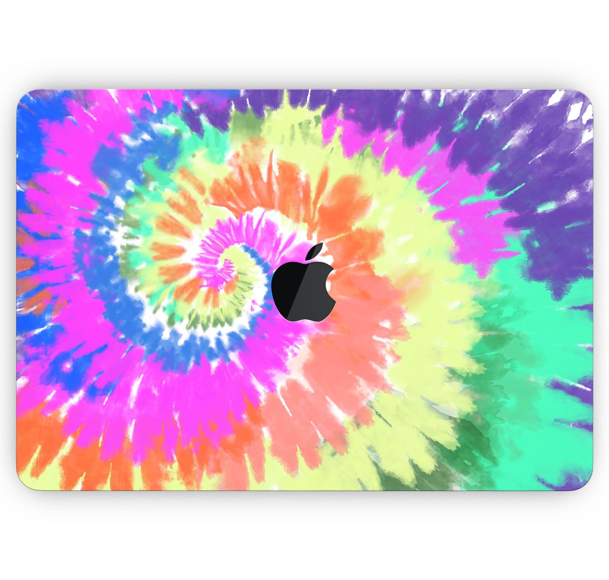 Spiral Tie Dye V1 skin decal wrap kit for Apple MacBook, showcasing vibrant colors and a sleek design.