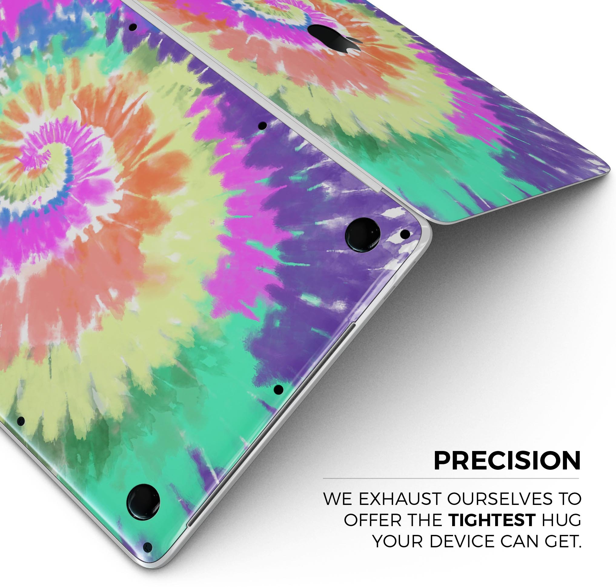 Spiral Tie Dye V1 skin decal wrap kit for Apple MacBook, showcasing vibrant colors and a sleek design.