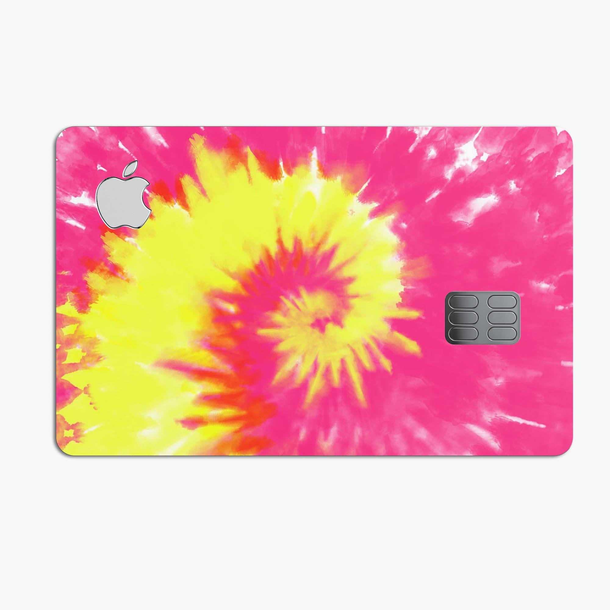 Spiral Tie Dye V2 decal skin for Apple Card, showcasing vibrant colors and premium vinyl material.