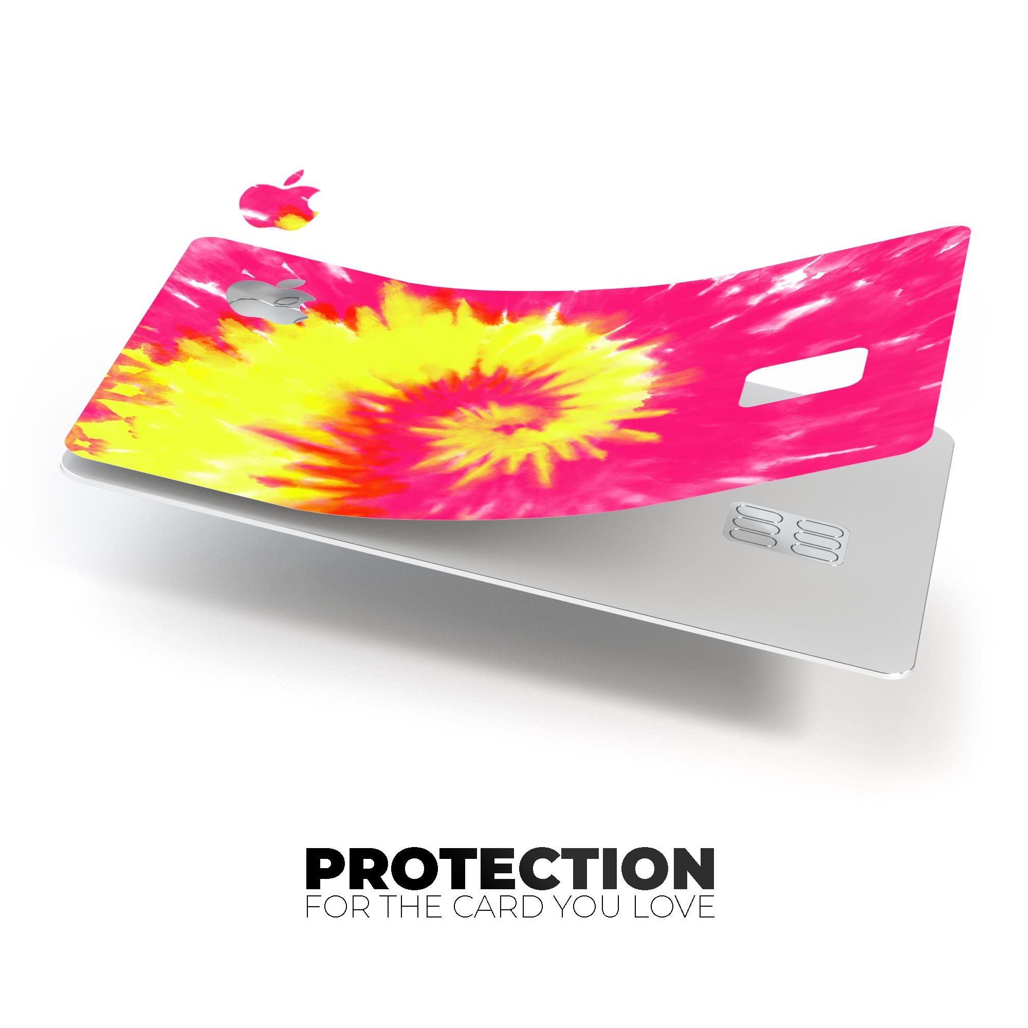 Spiral Tie Dye V2 decal skin for Apple Card, showcasing vibrant colors and premium vinyl material.