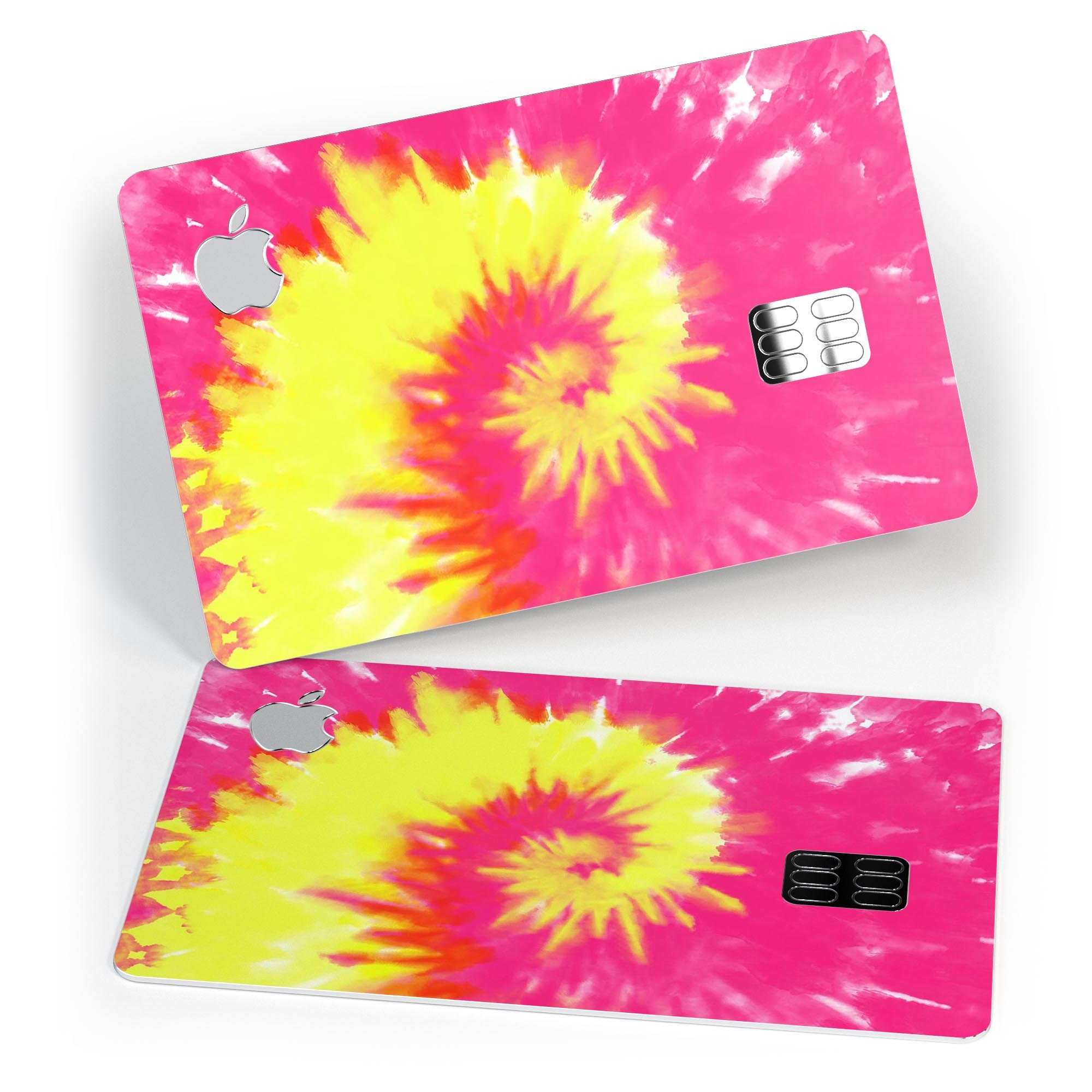 Spiral Tie Dye V2 decal skin for Apple Card, showcasing vibrant colors and premium vinyl material.