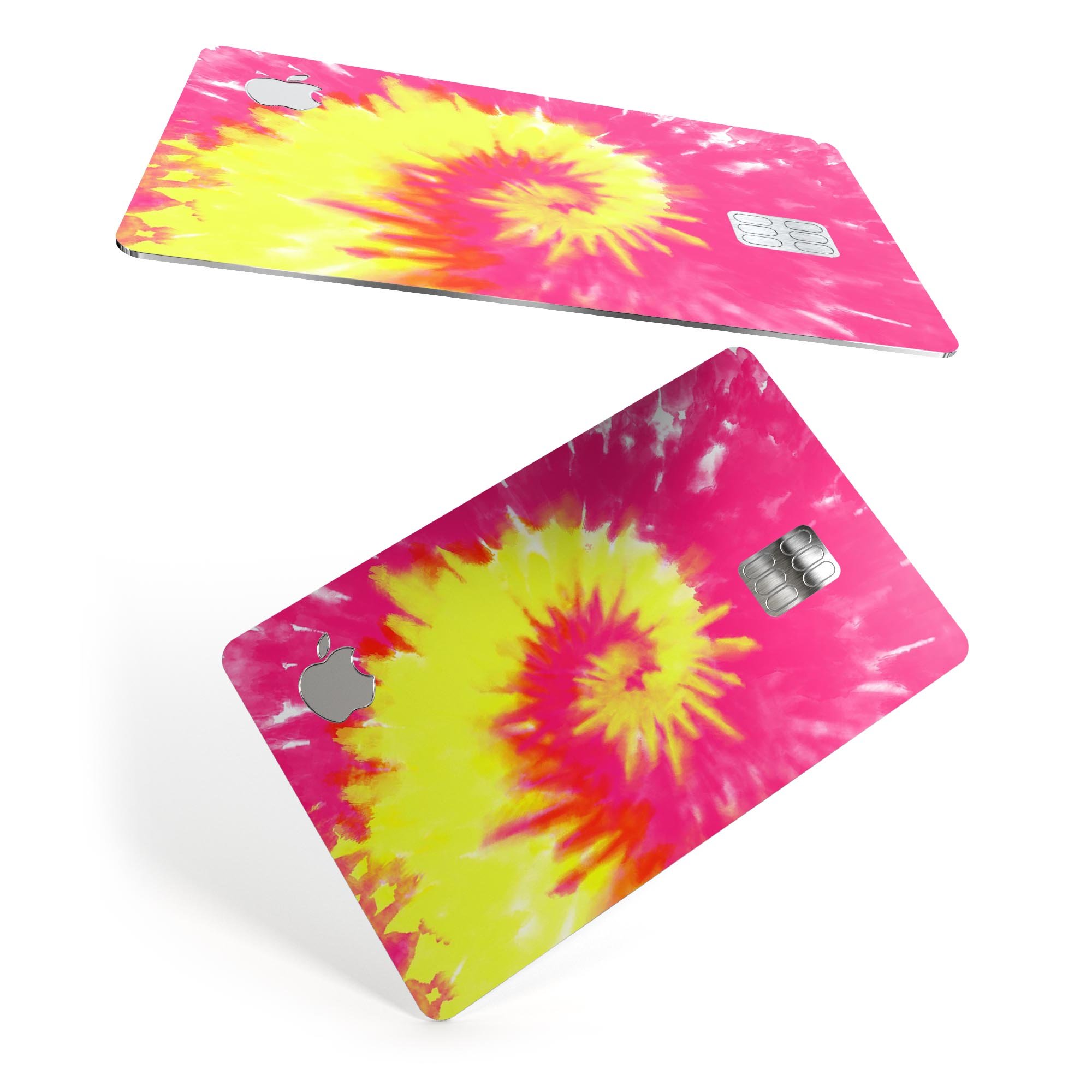 Spiral Tie Dye V2 decal skin for Apple Card, showcasing vibrant colors and premium vinyl material.