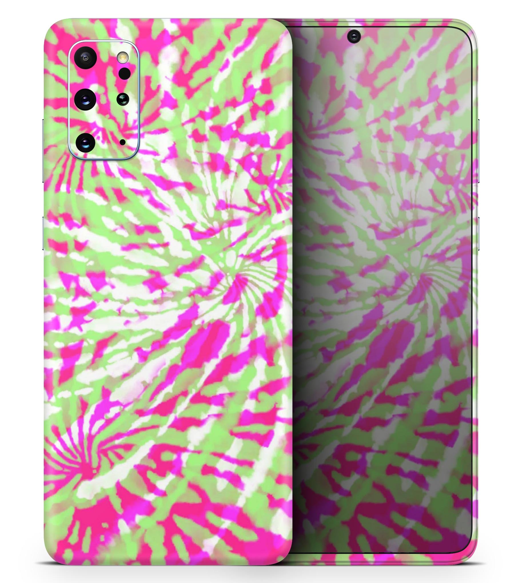 Spiral Tie Dye V4 Skin-Kit for Samsung Galaxy S20, showcasing vibrant colors and a sleek design.