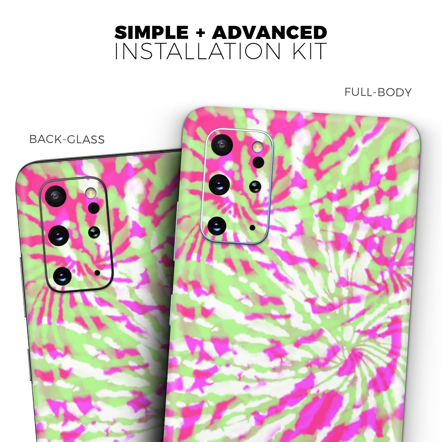 Spiral Tie Dye V4 Skin-Kit for Samsung Galaxy S20, showcasing vibrant colors and a sleek design.