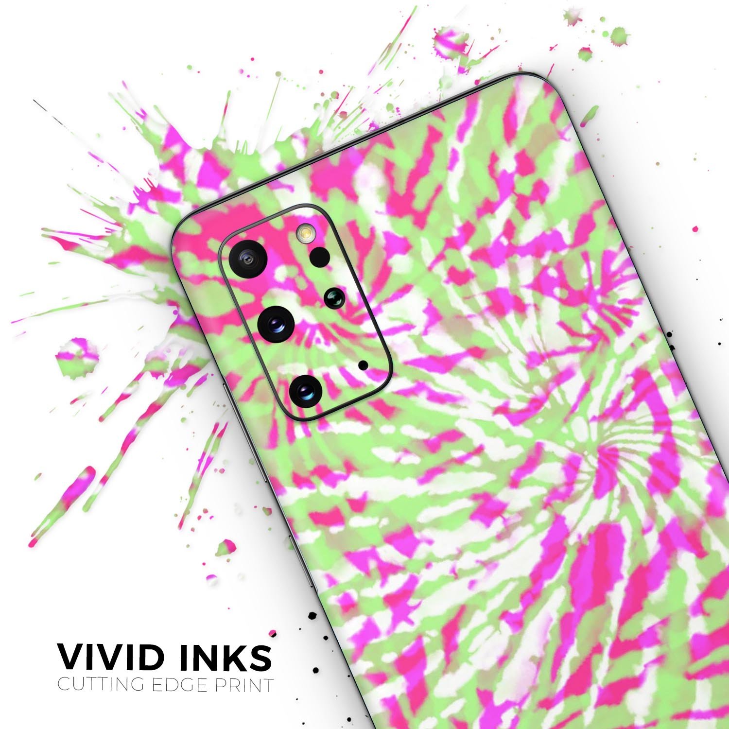 Spiral Tie Dye V4 Skin-Kit for Samsung Galaxy S20, showcasing vibrant colors and a sleek design.