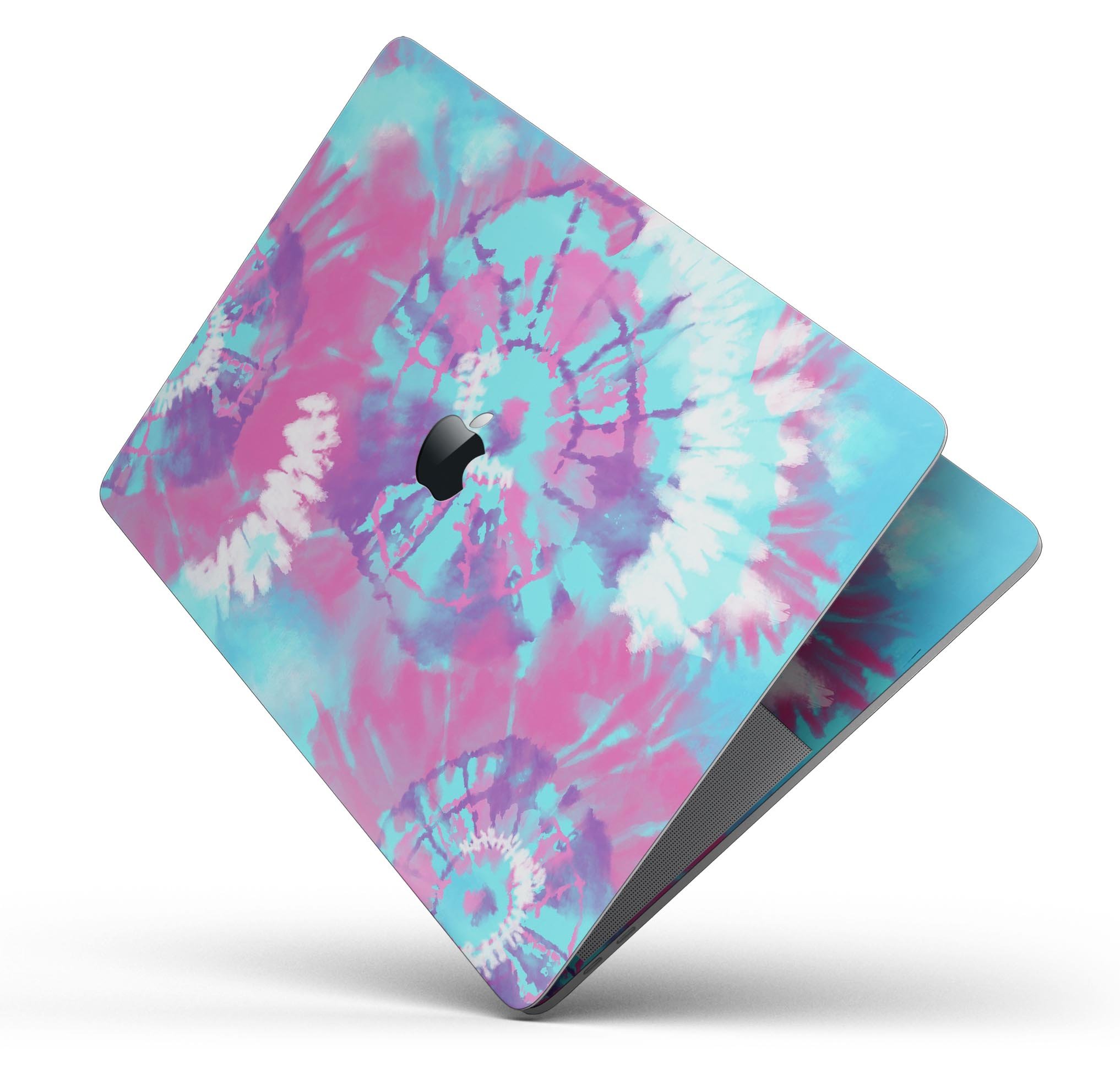 Spiral Tie Dye V5 skin decal wrap kit for Apple MacBook, showcasing vibrant colors and a sleek design.