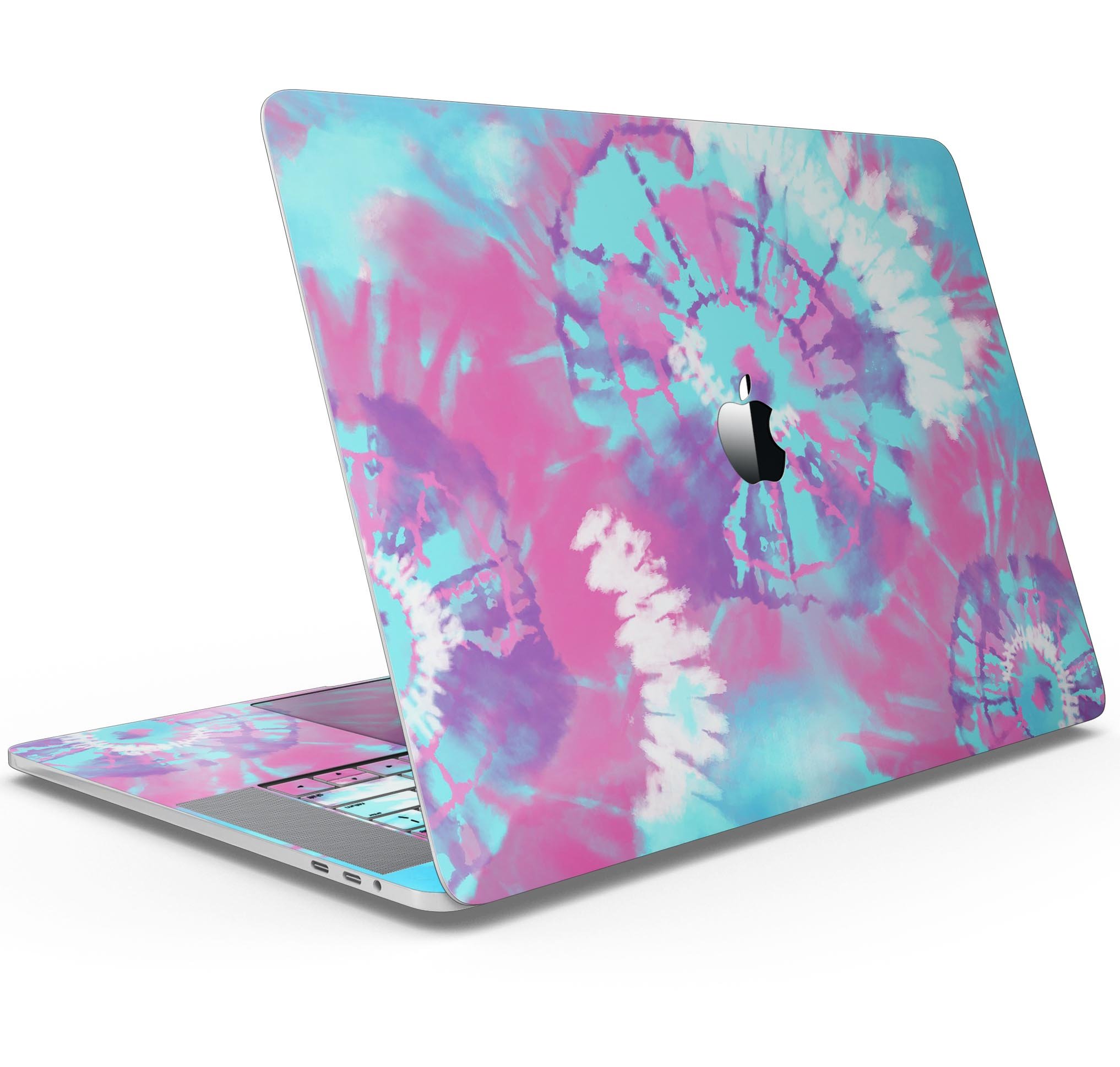 Spiral Tie Dye V5 skin decal wrap kit for Apple MacBook, showcasing vibrant colors and a sleek design.