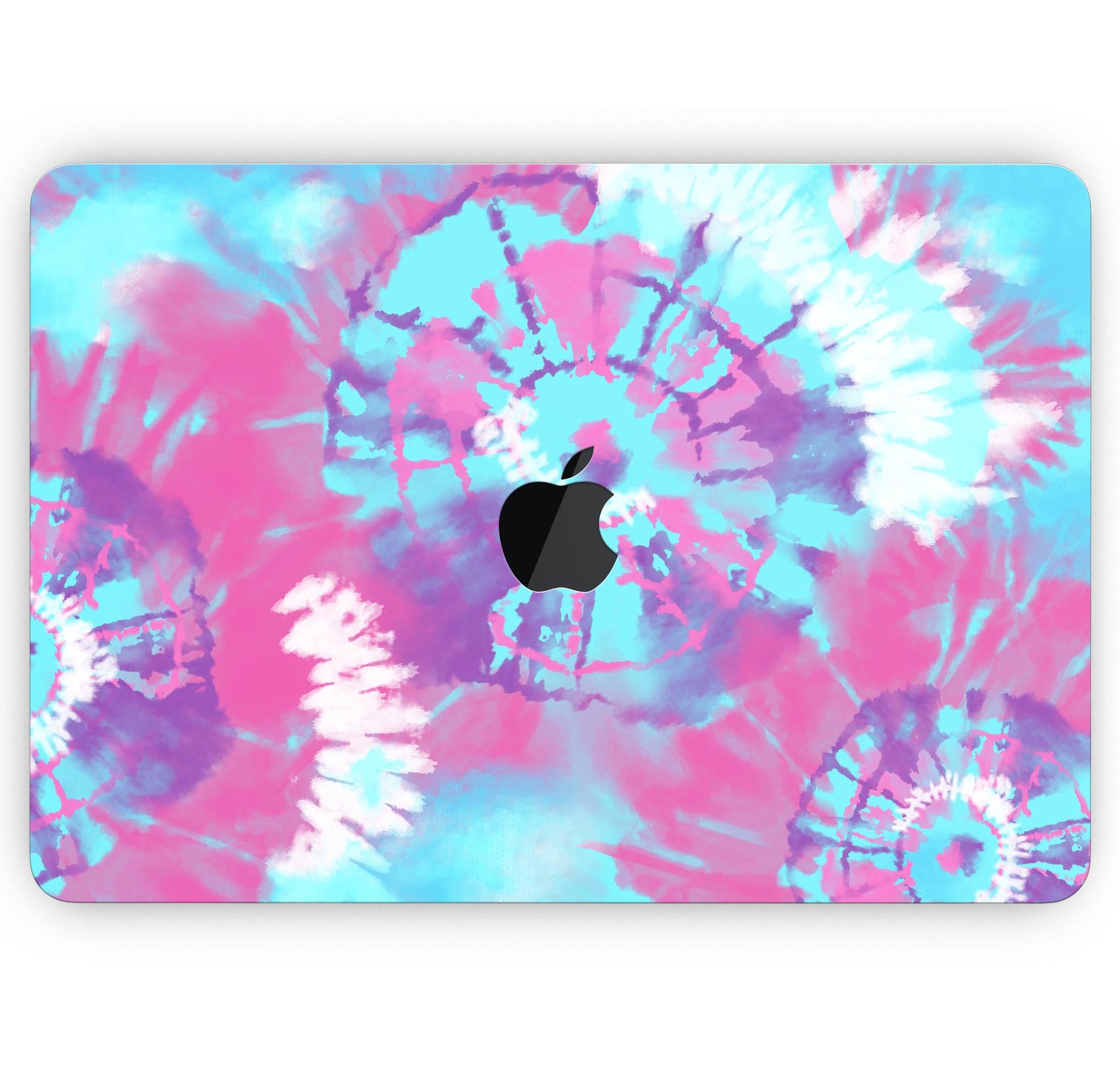 Spiral Tie Dye V5 skin decal wrap kit for Apple MacBook, showcasing vibrant colors and a sleek design.