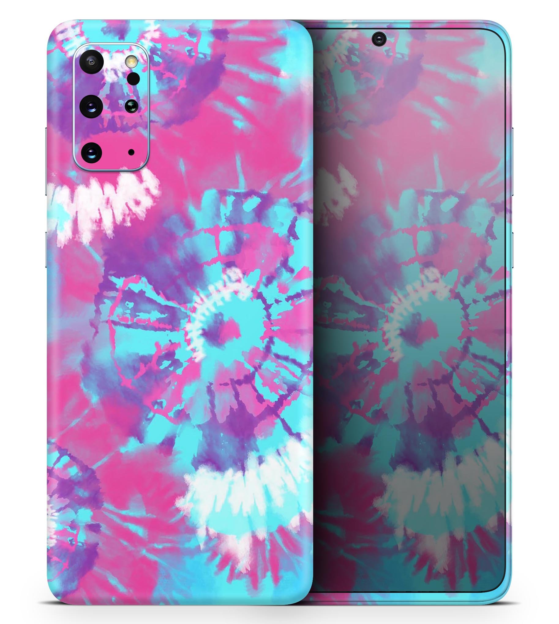 Spiral Tie Dye V5 skin for Samsung Galaxy S20, showcasing vibrant colors and unique design.