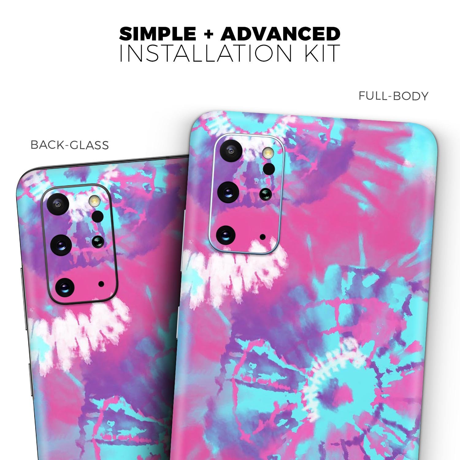 Spiral Tie Dye V5 skin for Samsung Galaxy S20, showcasing vibrant colors and unique design.