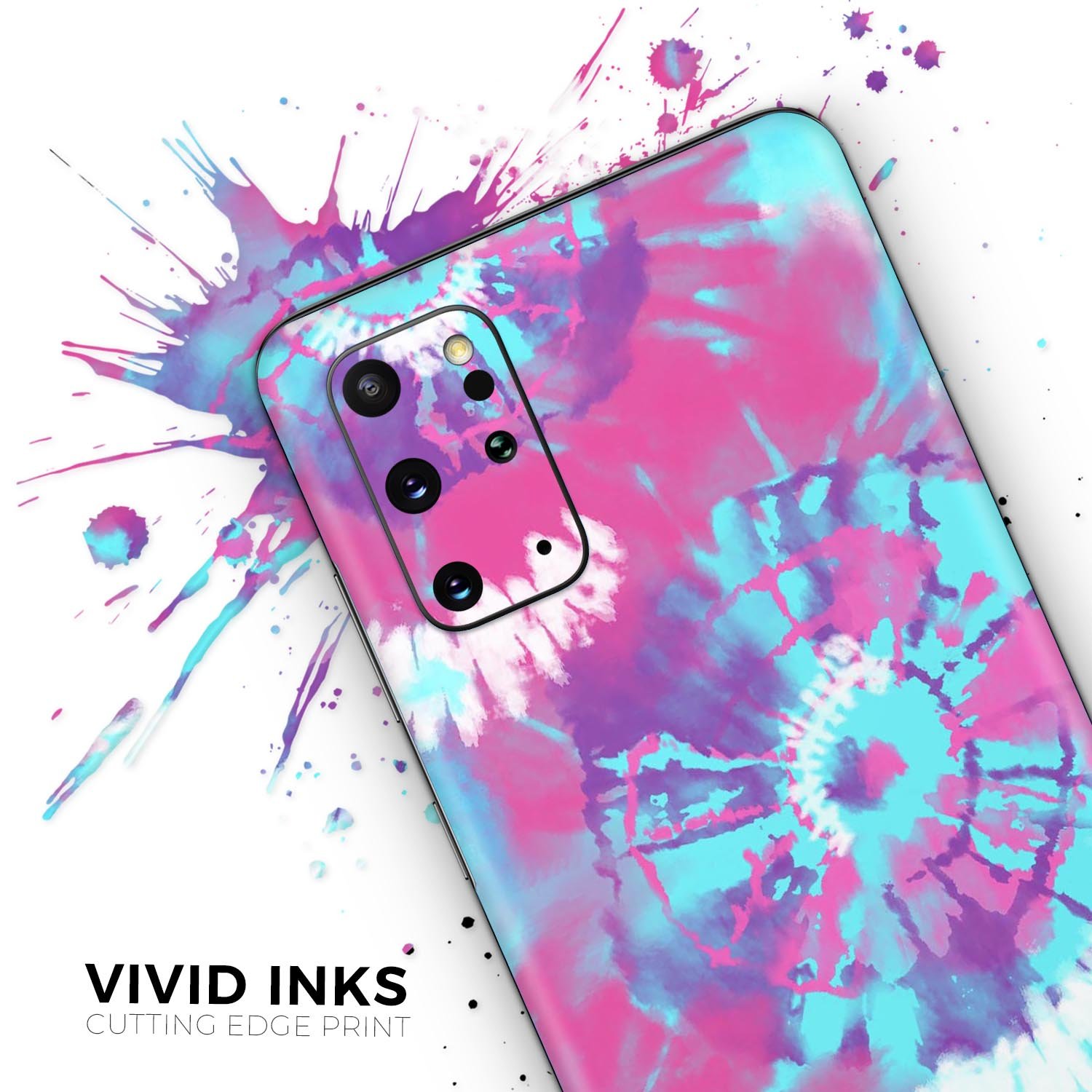 Spiral Tie Dye V5 skin for Samsung Galaxy S20, showcasing vibrant colors and unique design.