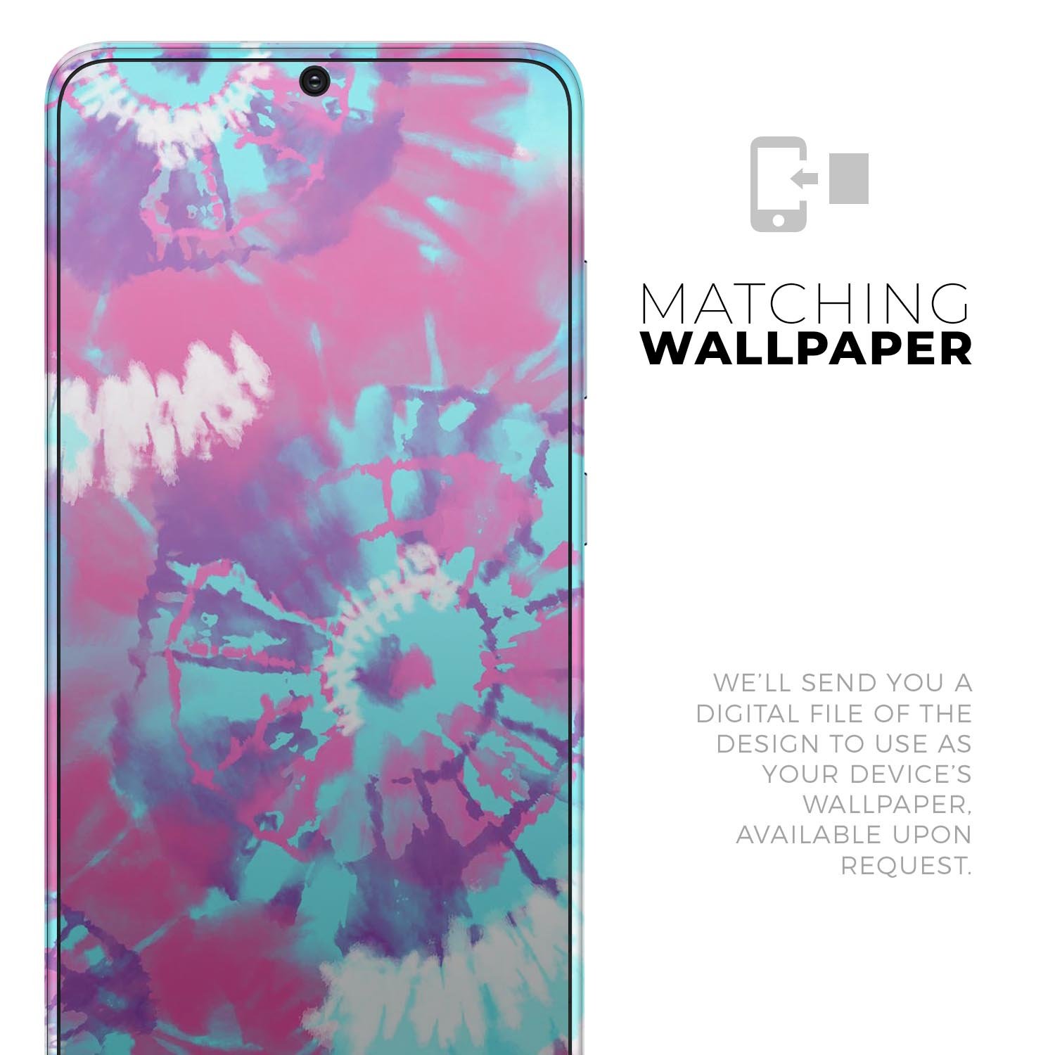 Spiral Tie Dye V5 skin for Samsung Galaxy S20, showcasing vibrant colors and unique design.