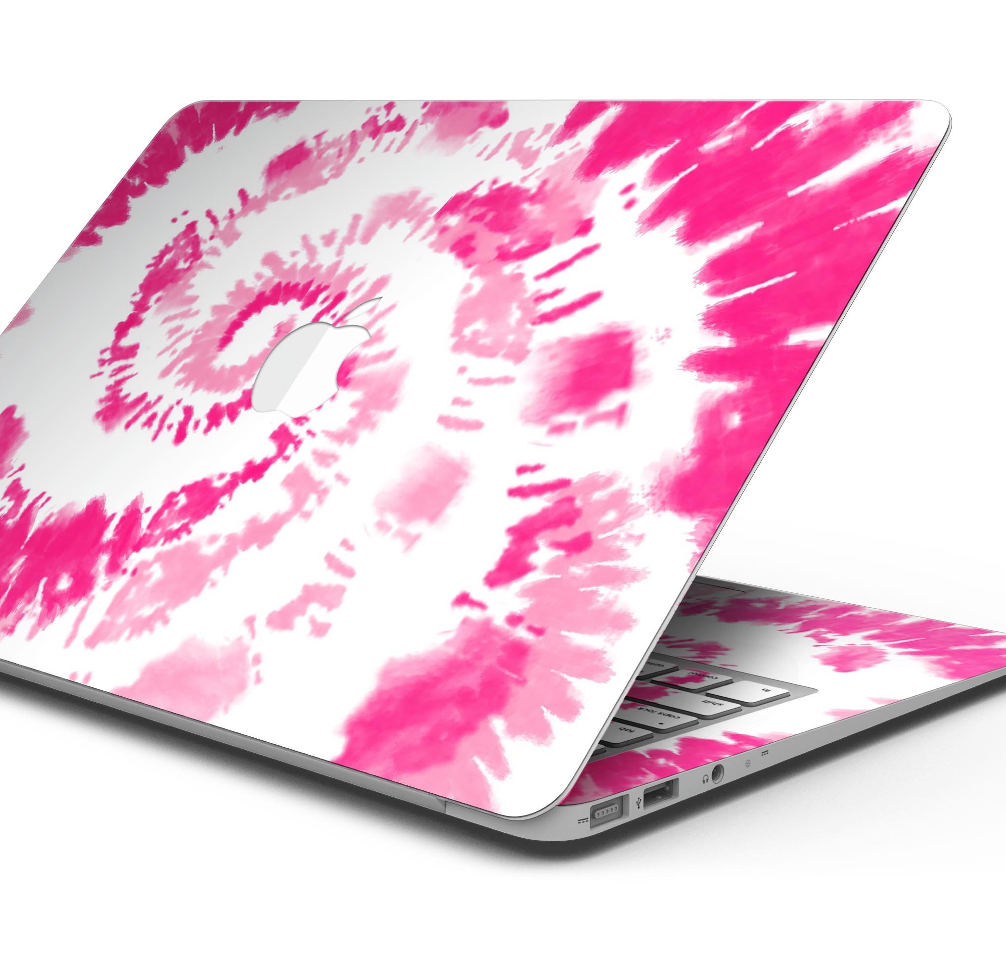 Spiral Tie Dye V6 skin decal wrap kit for Apple MacBook, showcasing vibrant colors and a sleek design.