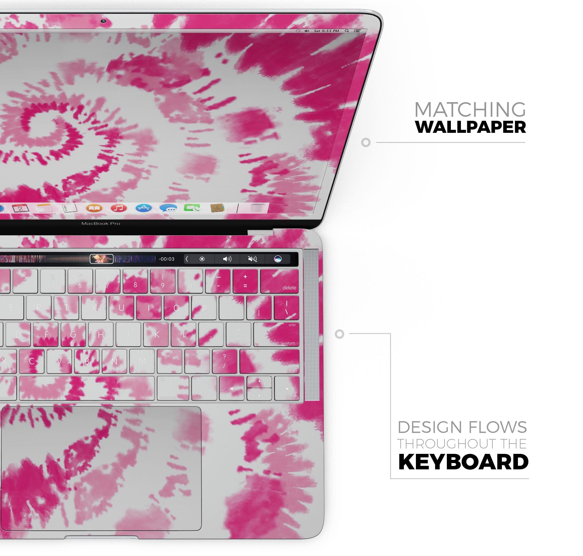 Spiral Tie Dye V6 skin decal wrap kit for Apple MacBook, showcasing vibrant colors and a sleek design.