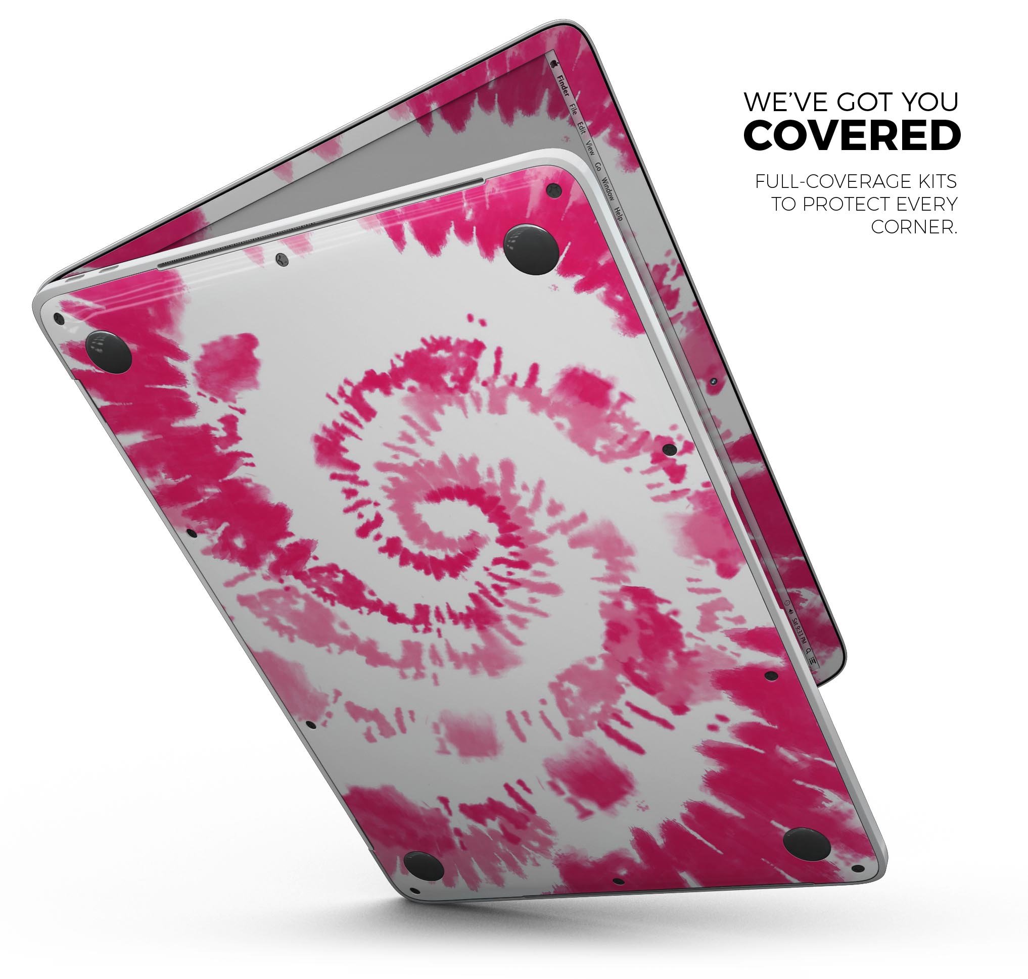 Spiral Tie Dye V6 skin decal wrap kit for Apple MacBook, showcasing vibrant colors and a sleek design.